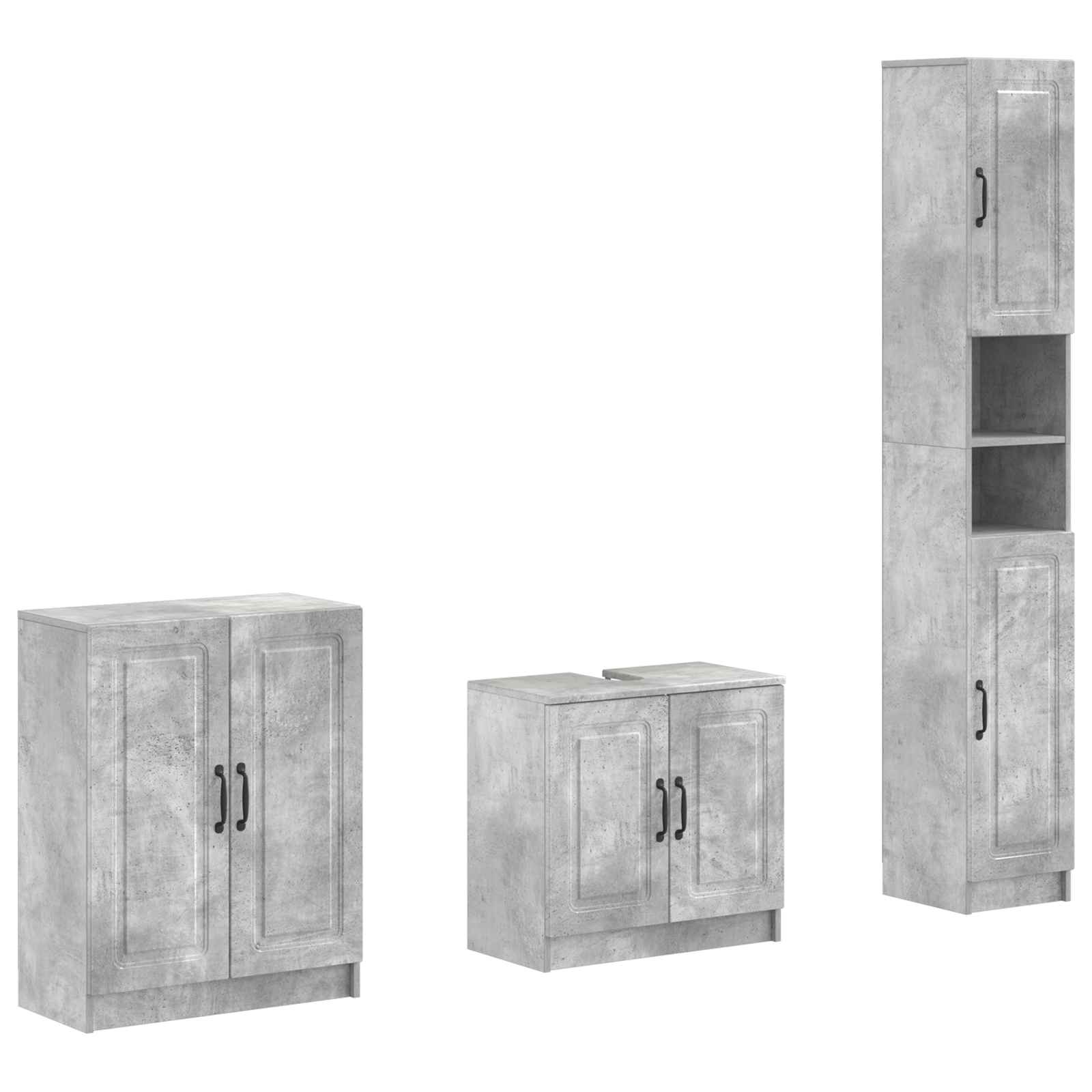 Vidaxl 3 Piece Bathroom Cabinet Set Utrecht Concrete Grey