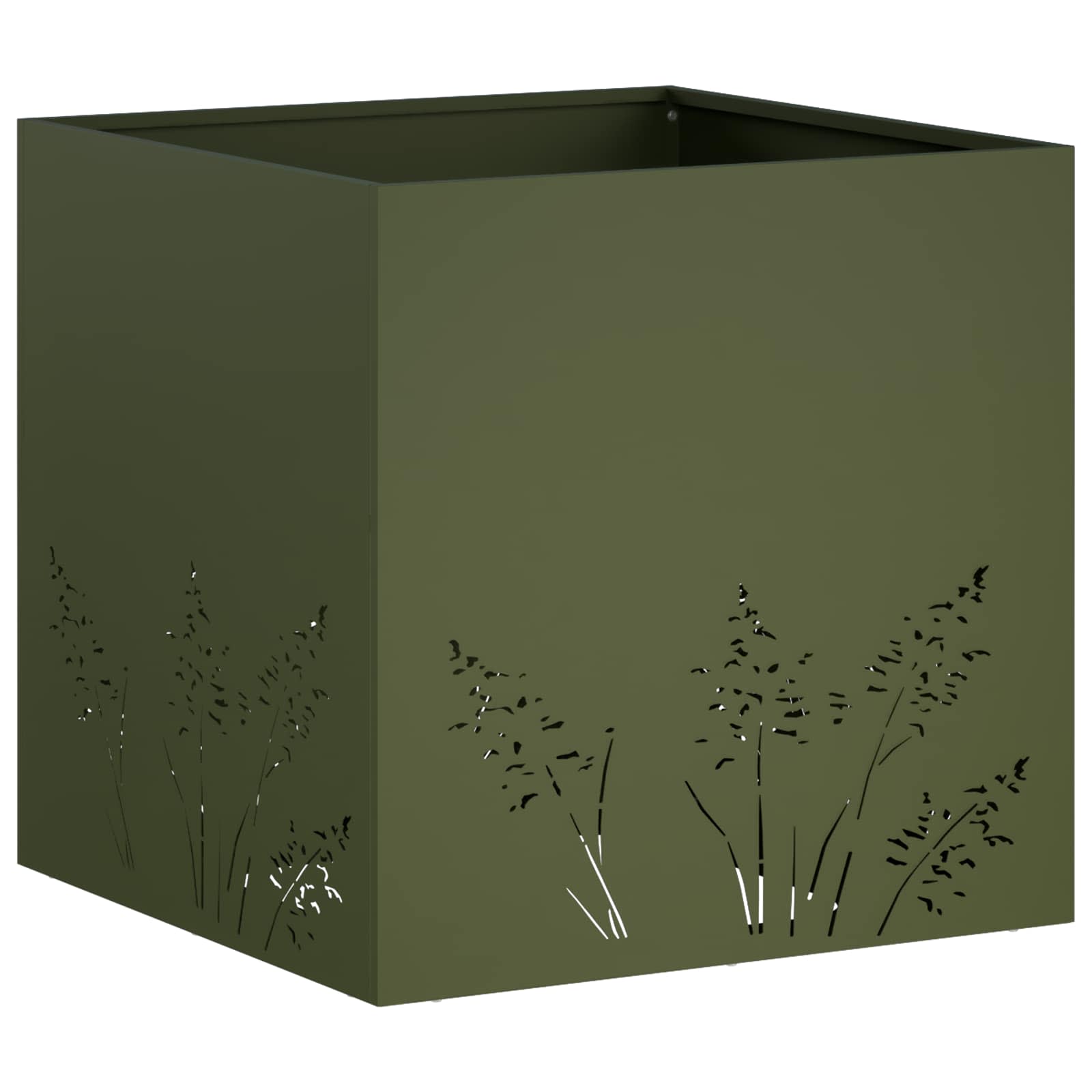 Garten-pflanzgefäß Olivgrün 50 X 50 X 49 Cm Kaltgewalzter Stahl Vidaxl