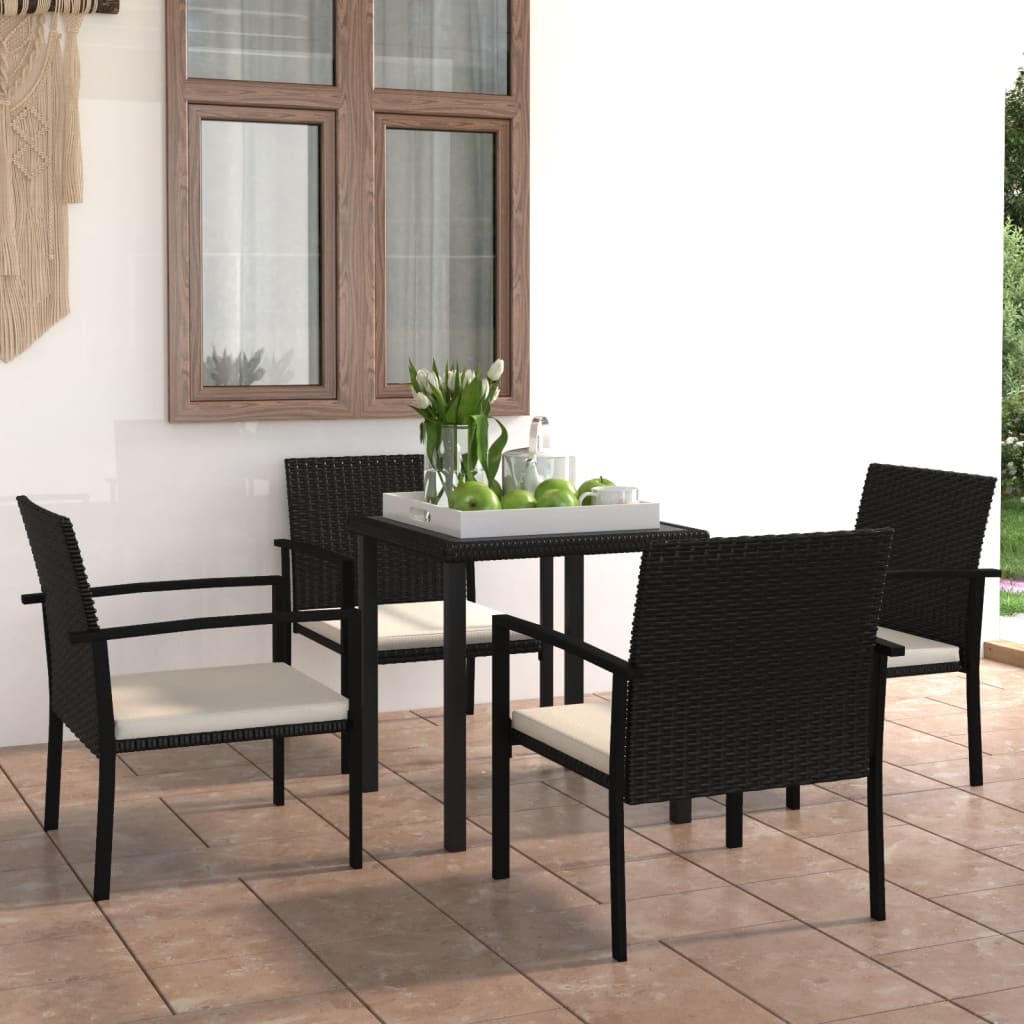 Vidaxl Garden Dining Set 5 Pcs Black Poly Rattan