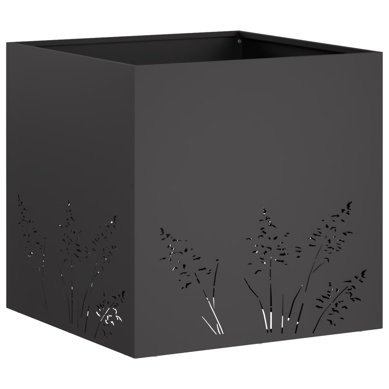 Garten-pflanzgefäß Schwarz 50 X 50 X 49 Cm Kaltgewalzter Stahl Vidaxl