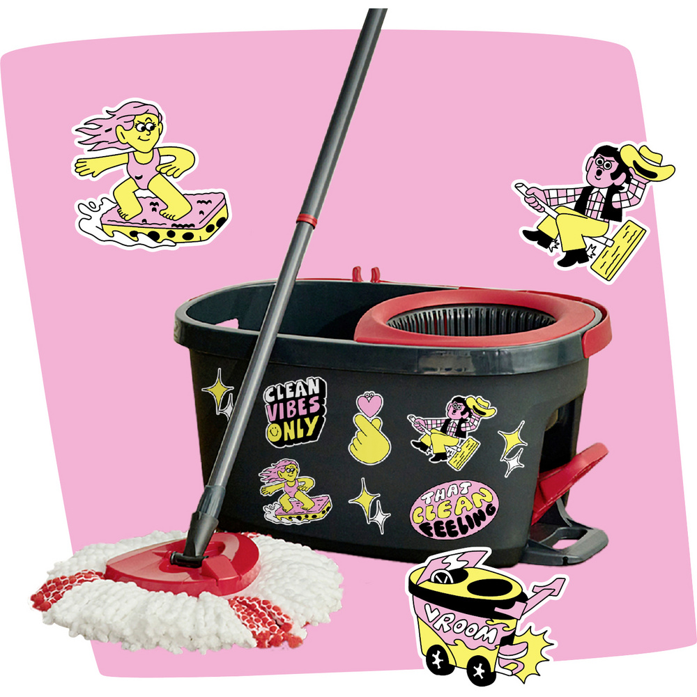 Vileda 183681 Vileda Turbo My Style Box - Cleaning Lovers Wischmopp-komplettset Anthrazit, Rot 1 St.