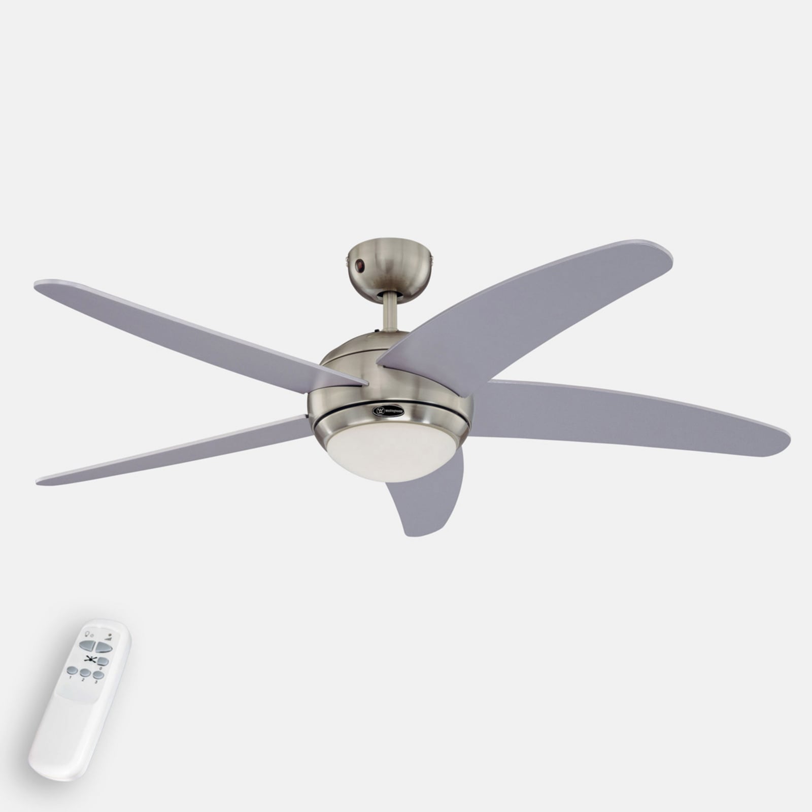 [gebraucht] B-ware Westinghouse Deckenventilator Bendan Mit Beleuchtung Fernbedienung Silber 132cm