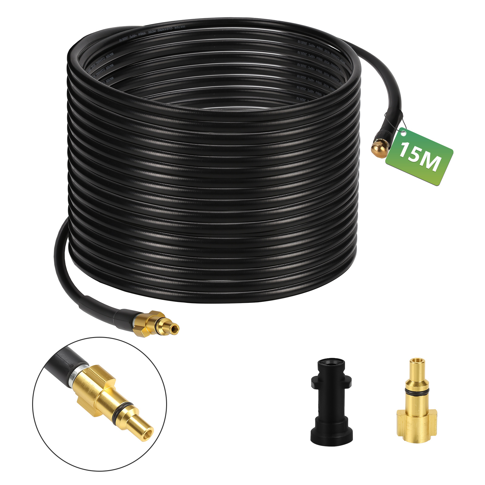 Wolketon Rohrreinigungsschlauch Set Abflussreiniger 15 M 180 Bar, Hochdruckreiniger Zubehör Mit M22 Adapter, 4 Rückstrahldüsen, Für Abflussrohr & Regenrinne