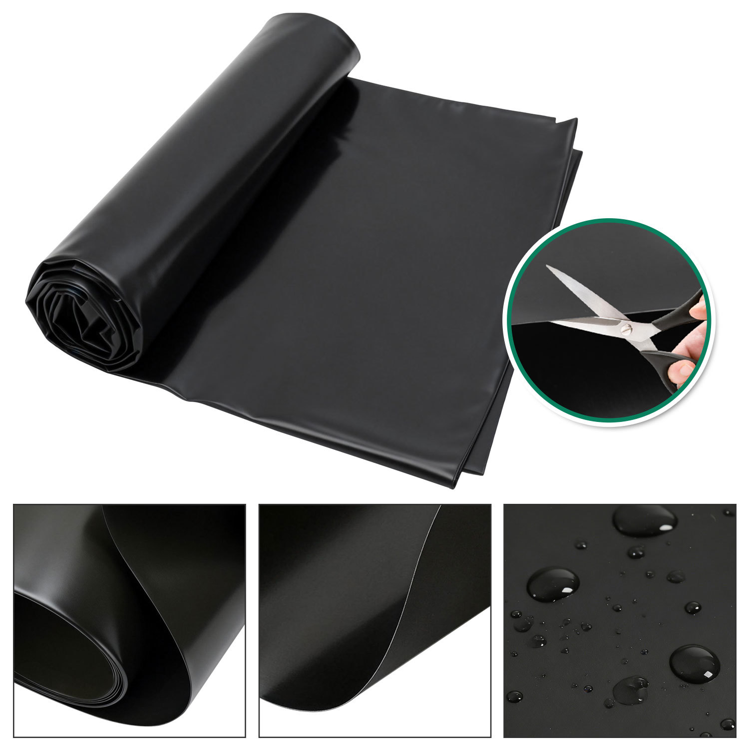 Wolketon Teichfolie 2 X 3 M, 0,5 Mm Hdpe Schwarz, Robuste Wasserdichte Teichplane, Uv-beständig Und Zuschneidbar Für Gartenteich, Fischteich Und Bachlauf