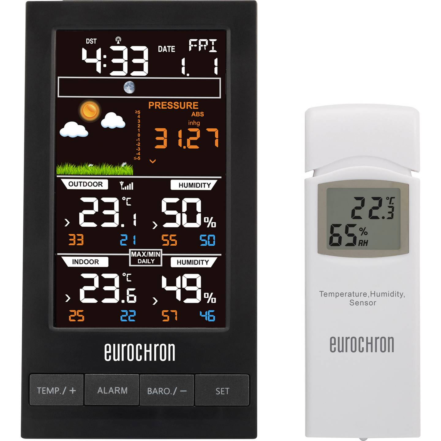 [gebraucht] B-ware Eurochron Funk-wetterstation Efws S250 Wettervorhersage 12-24 Stunden Schwarz