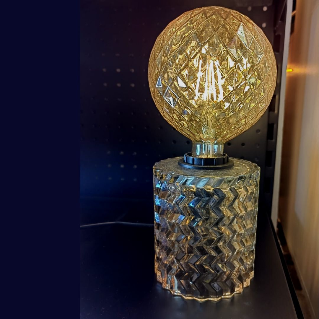 Tischlampe Bernsteinkristallsockel