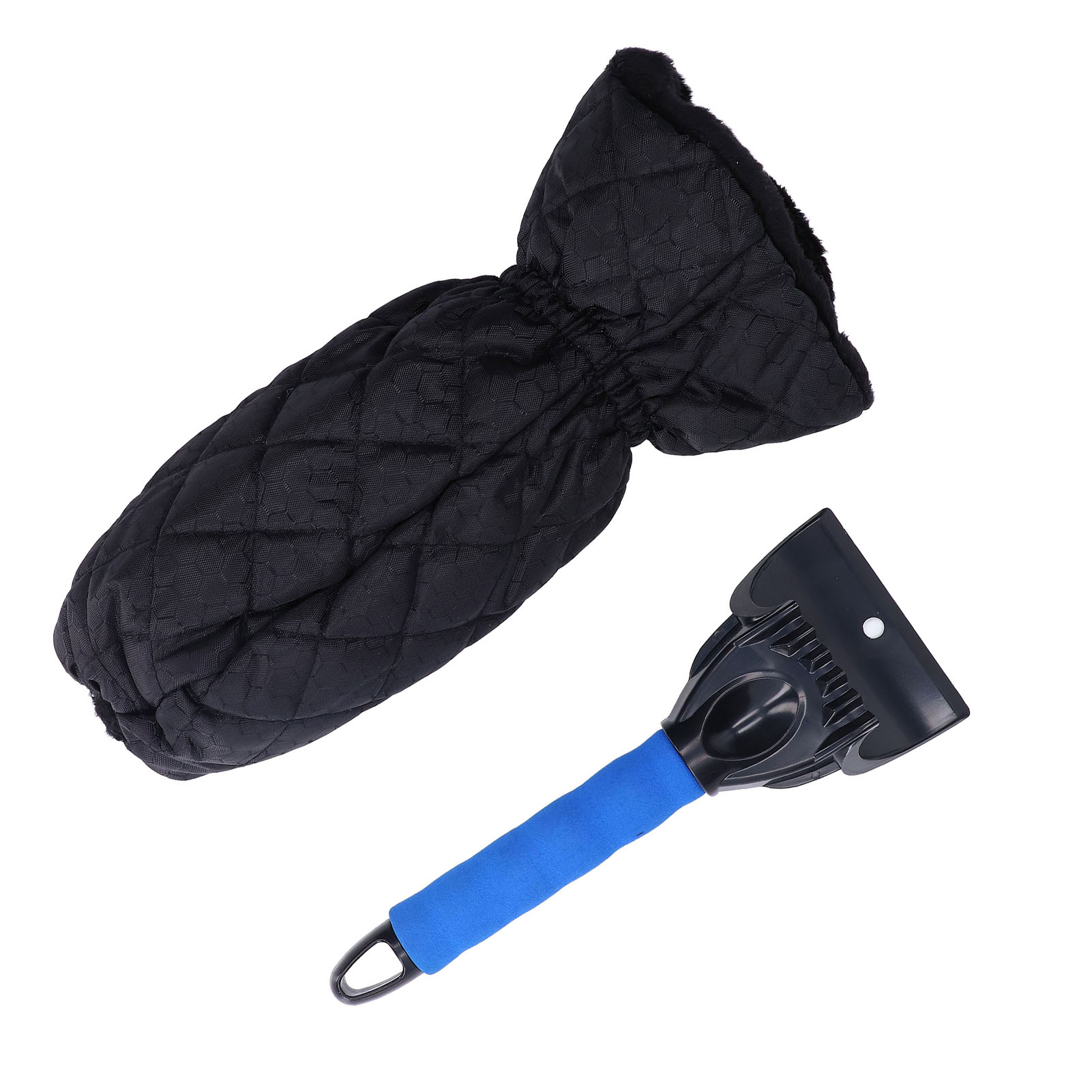 Wasserdichter Eiskratzerhandschuh, 2-in-1-design, Elastisches Band, Griffig, Praktischer, Kältebeständiger Auto-schneekratzerhandschuh, Schwarz