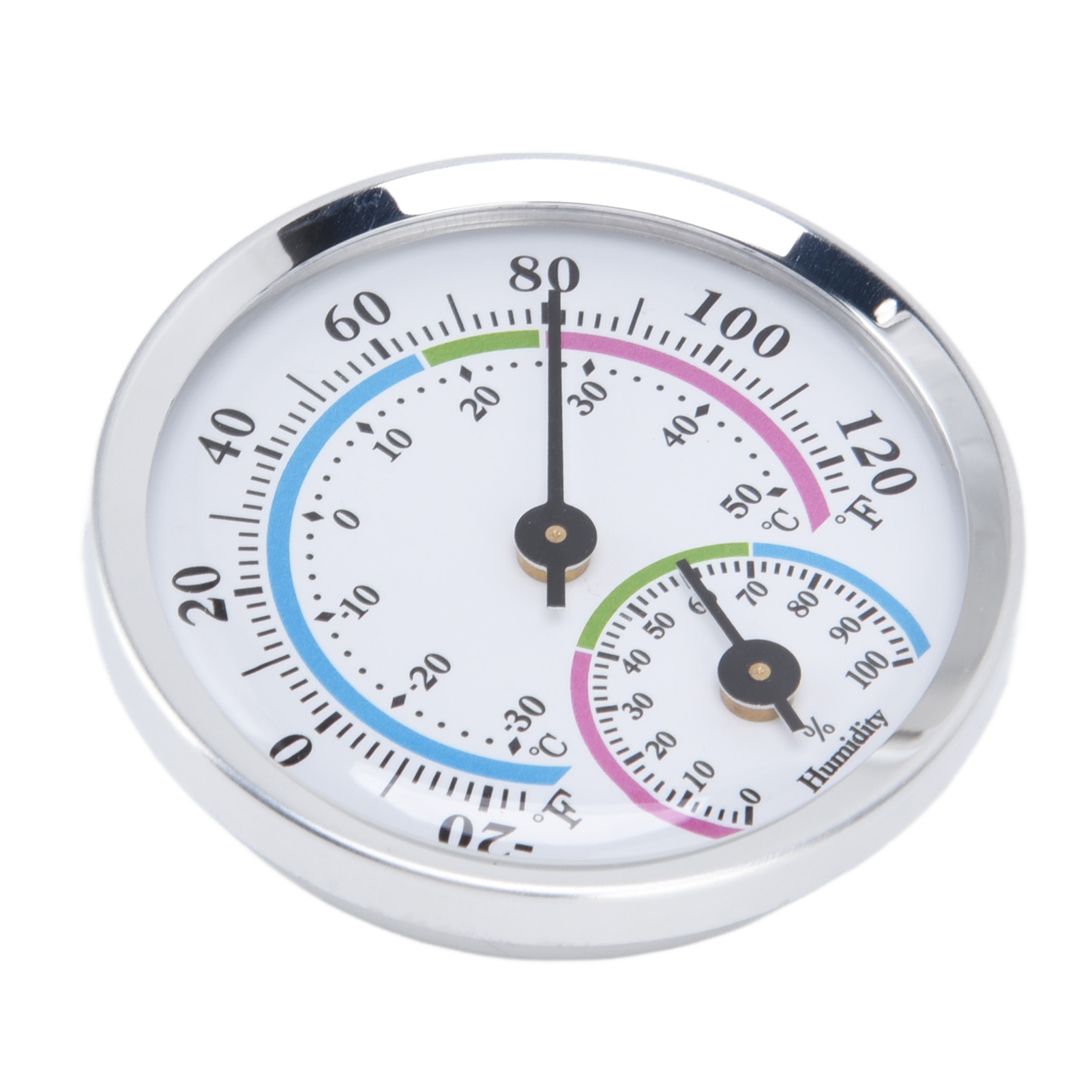 Mini-thermometer/hygrometer 2-in-1, Kompakte Bauweise, Übersichtliche Skala, Silbernes Feuchtigkeitsmessgerät Für Gewächshäuser