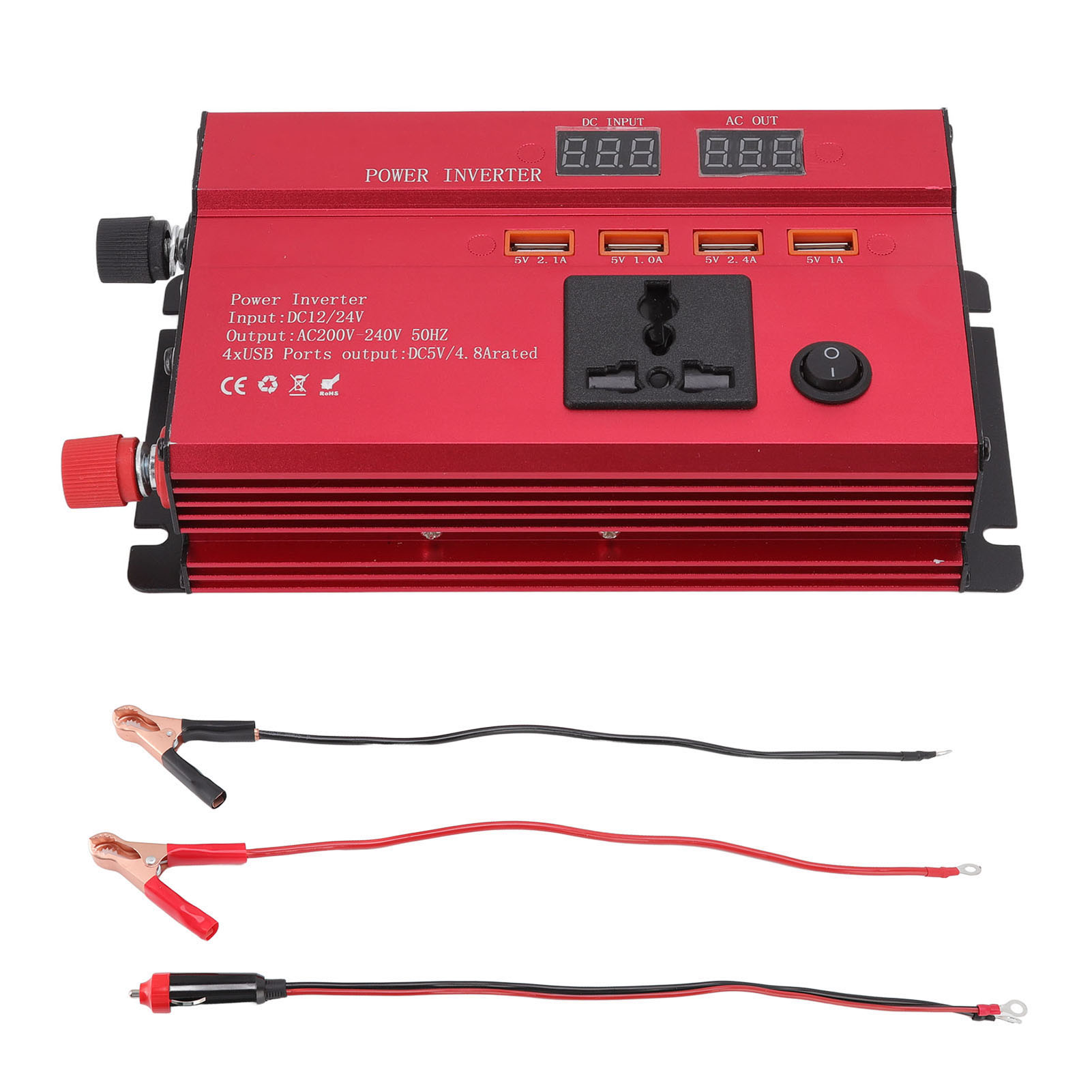 12v/24v Auf 220v Kfz-stromwandler, Gehäuse Aus Aluminiumlegierung, 420w, Led-anzeige, Sicheres Laden, 4 Usb-anschlüsse.