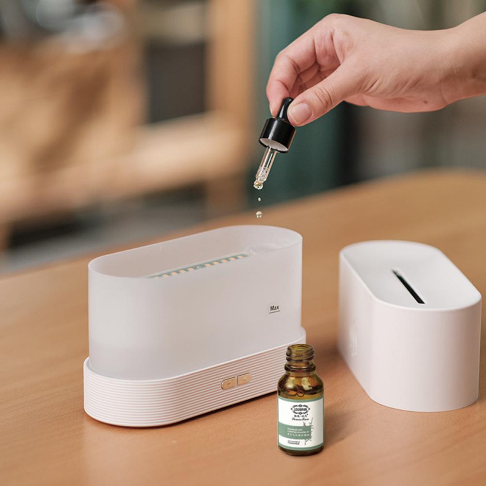 Ätherischer Öldiffusor Mit Simulierter Flammenbeleuchtung, Tragbarer Aromatherapie-luftbefeuchter Für Zuhause Und Büro, Leiser Aroma-luftbefeuchter