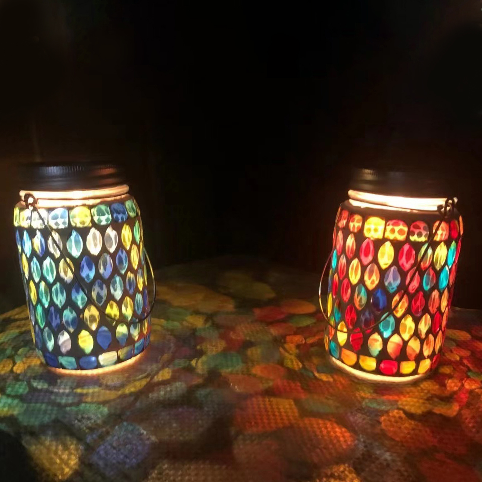 Ip44 Wasserdichte Mosaik-solarlaterne, Farbbeständiges Mosaikglas