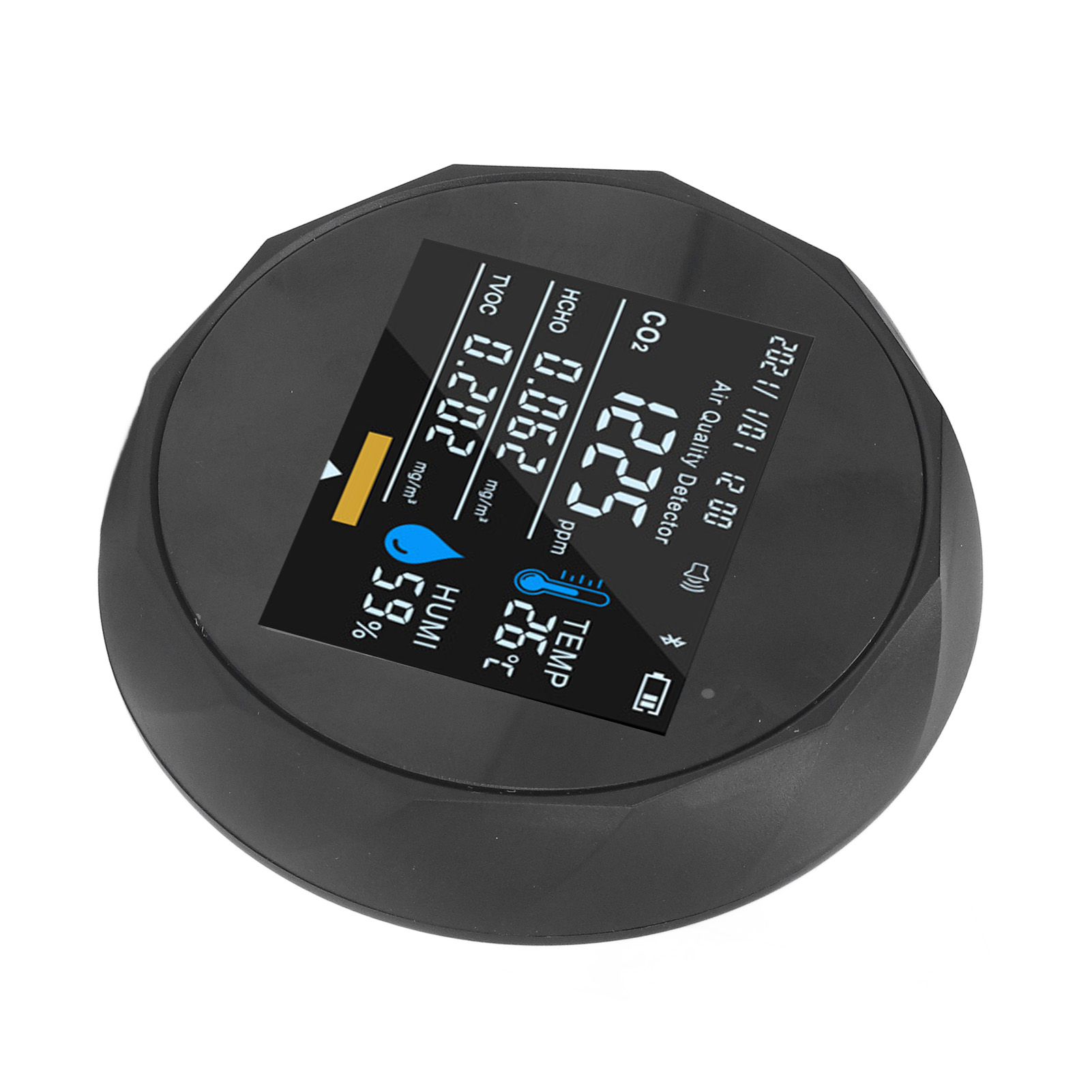 Luftqualitätsmonitor Mit Echtzeit-farbanzeige, Usb-ladefunktion, Tragbarer Digitaler Luftqualitätsdetektor (5 V), Schwarz