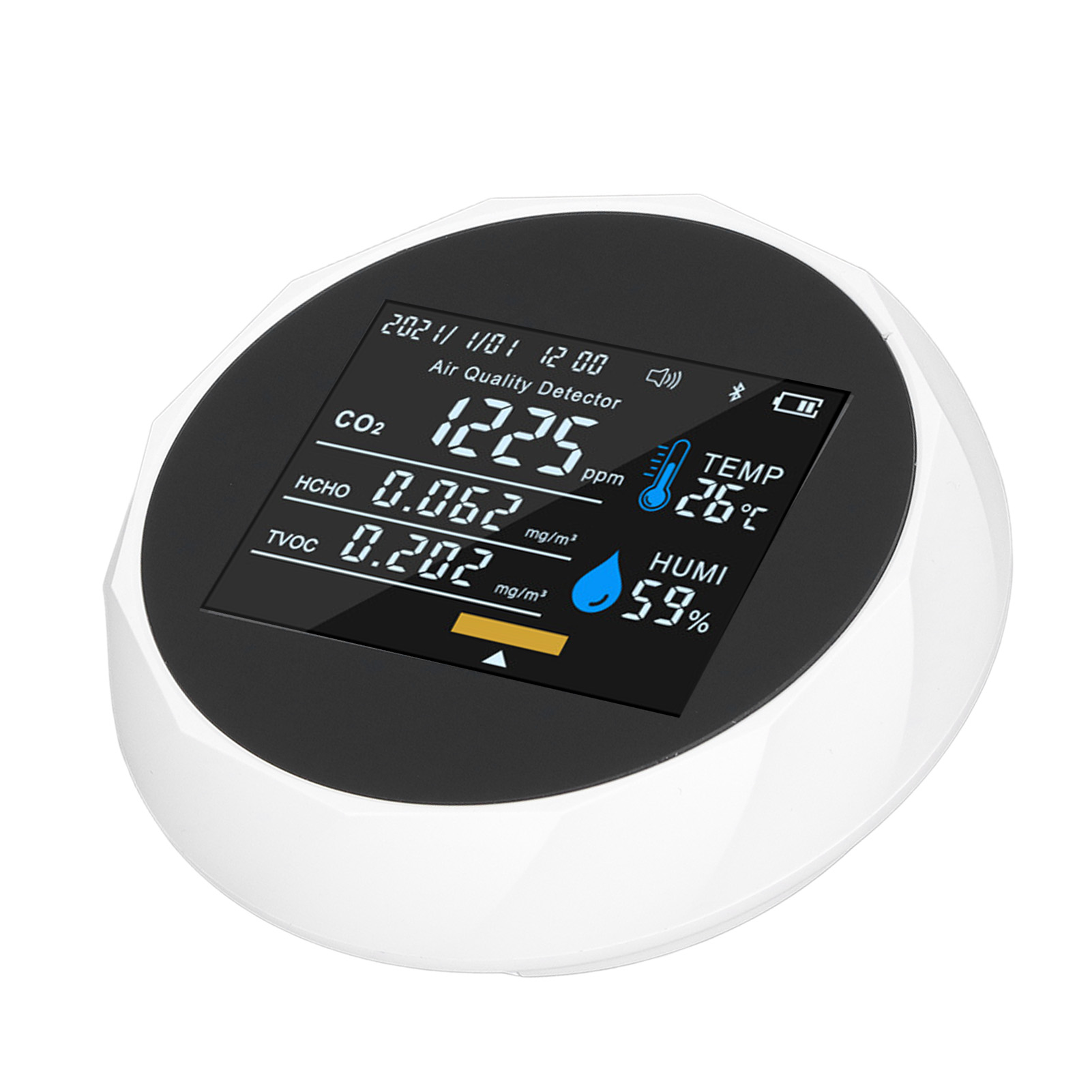 Luftqualitätsmonitor Mit Echtzeit-anzeige Auf Einem Intelligenten Farbbildschirm, Usb-ladefunktion, Tragbarer Digitaler Luftqualitätsdetektor (5 V), Weiß