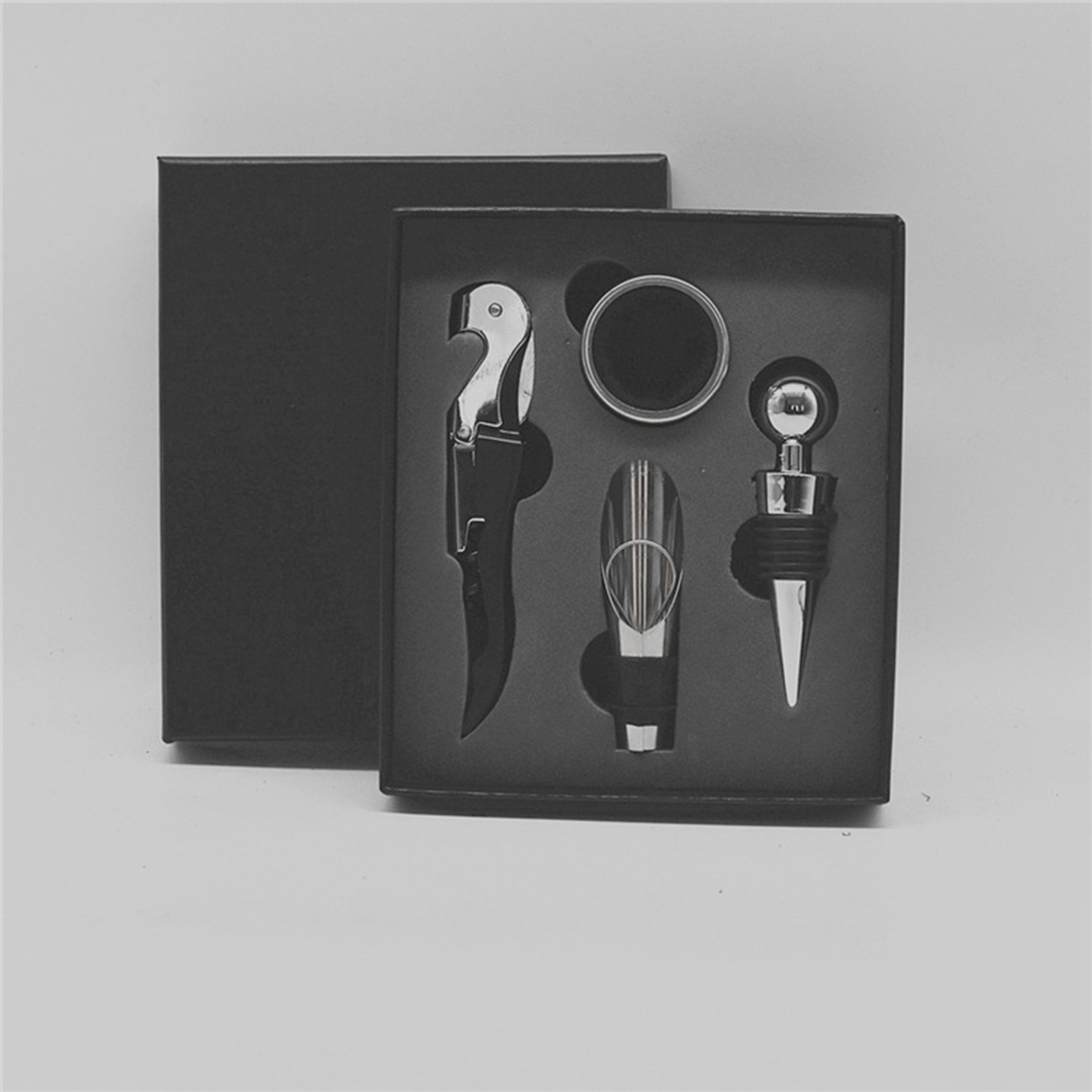 Rostbeständiges Edelstahl-korkenzieher-set, Elegante Verpackung, Griff Und Griff, Ideal Für Zuhause, Bar Oder Restaurant (schwarz)