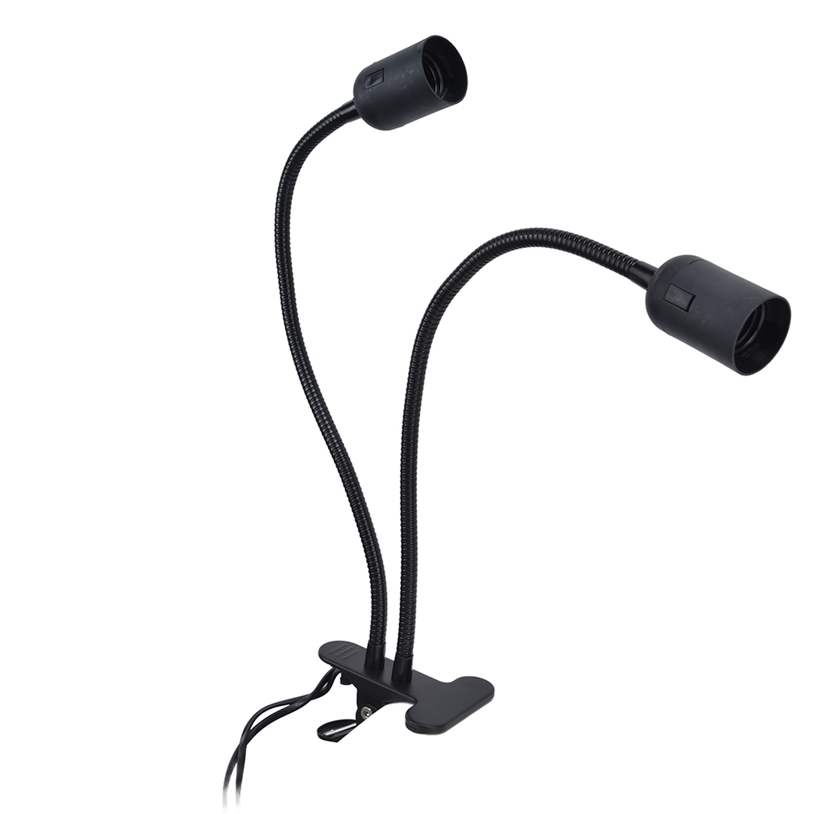 Tischlampenfassung E27/e26, Schwarz, Doppelseitig, 360° Verstellbar, Robustes Material, Klemme, 100–240 V, Eu-stecker