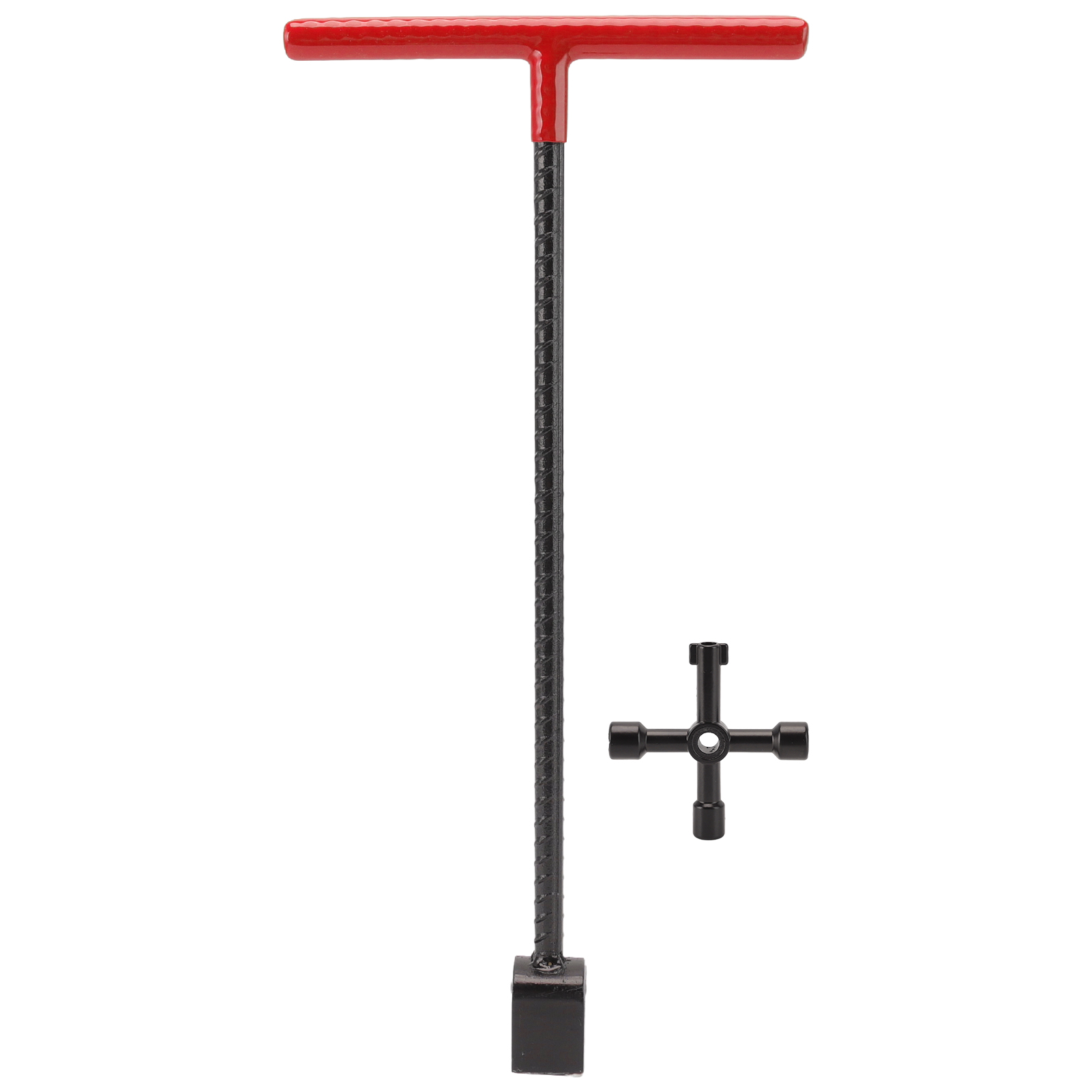 Multifunktionaler Verstellbarer Stahlschlüssel Für Wasserzähler, T-griff Und 4-wege-universalwerkzeug Für Ventile Und Wasserhähne (rot).