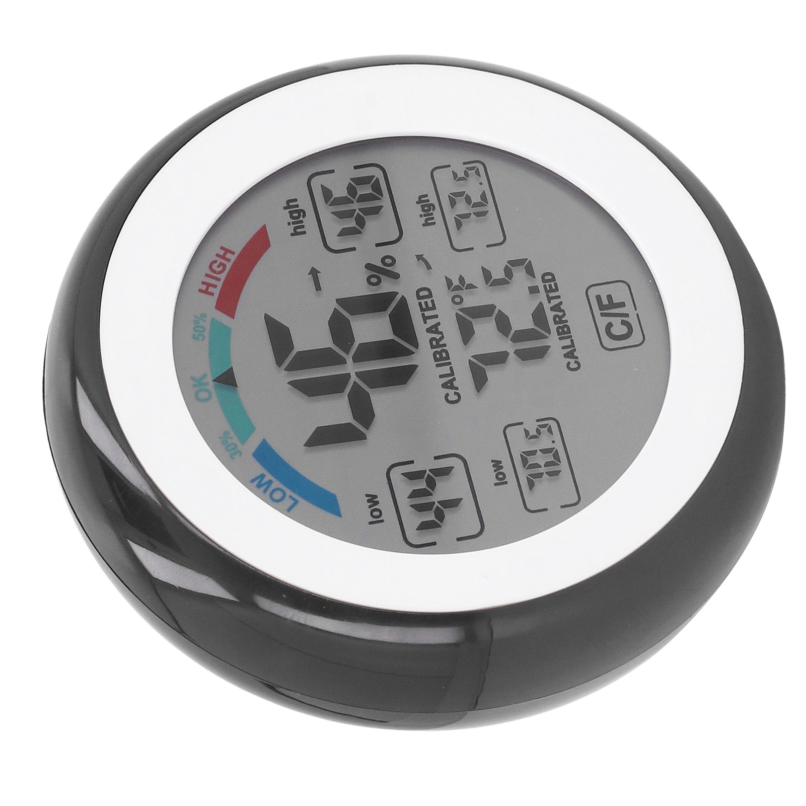 Elektronisches Thermometer Und Hygrometer Für Drinnen Und Draußen, Rund, Mit Touchscreen, Kabellos Und Lcd-anzeige