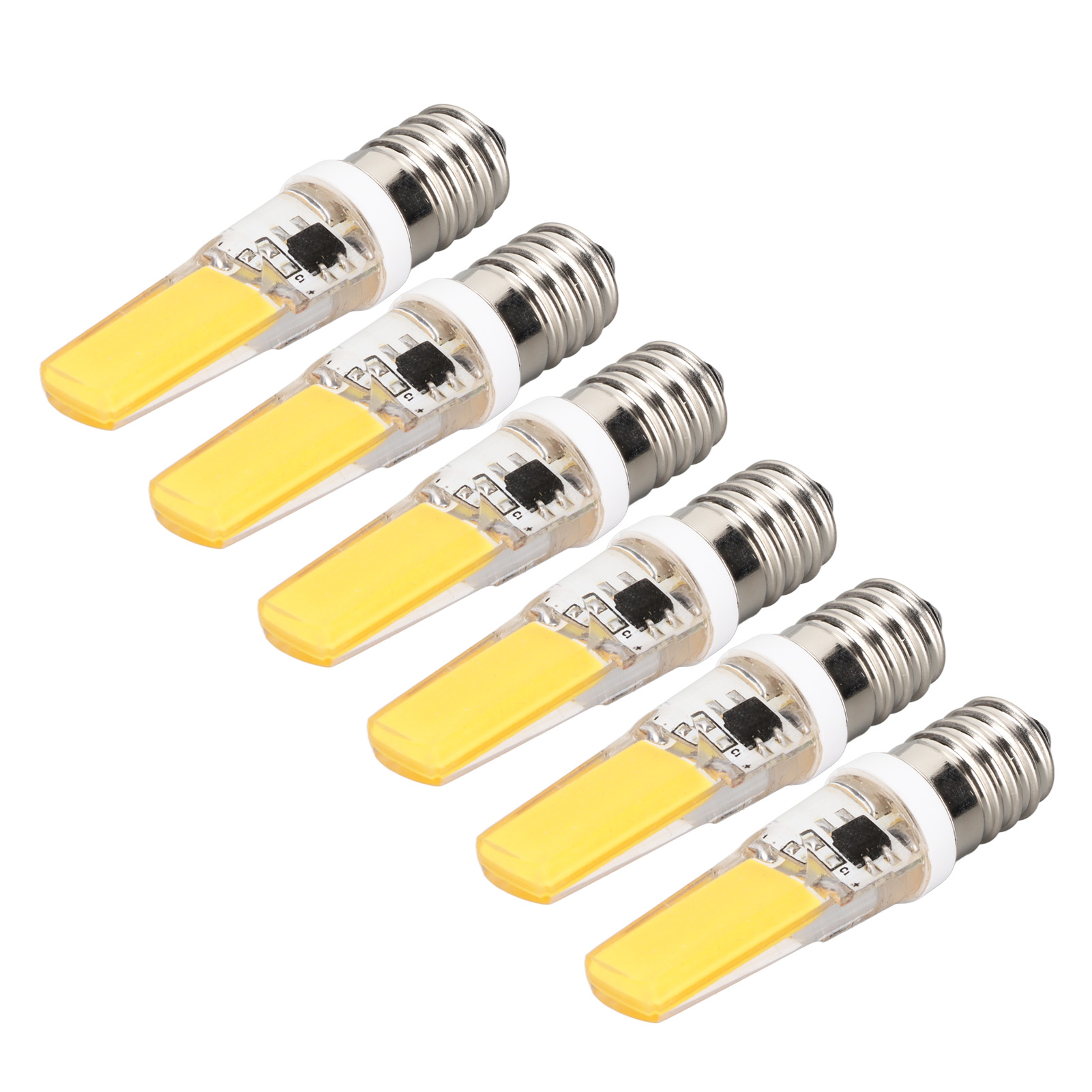 6er-pack Mini-e14-cob-lampen, 360°-beleuchtung, Blendfreier Silikon-kühlkörper, Für Kronleuchter Und Deckenleuchten, Warmweißes Licht (3000 K)