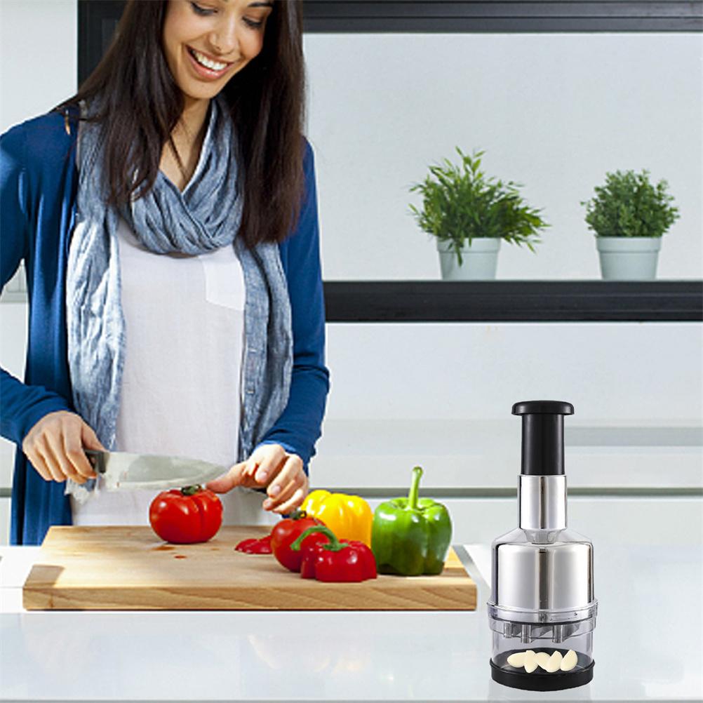 Handknoblauchpresse Mit Edelstahlklingen, Manueller Knoblauchzerkleinerer Für Paprika Und Zwiebeln