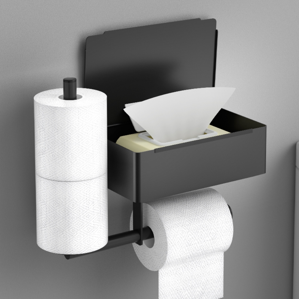 Wandmontierter Toilettenpapierhalter Aus Edelstahl Mit Integriertem Feuchttuchspender Für Das Badezimmer.