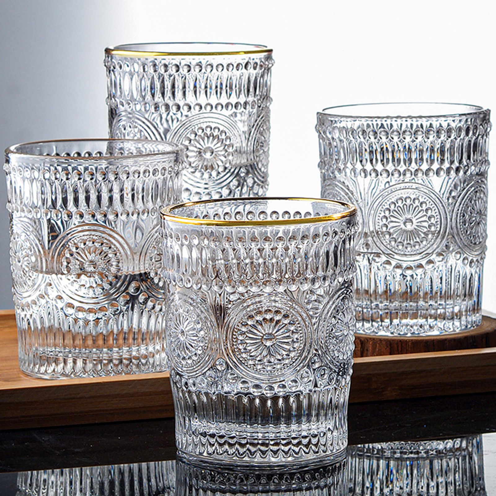 Vintage-gläser Mit Prägung, Wassergläser, Gläser Mit Modernen Prägemustern
