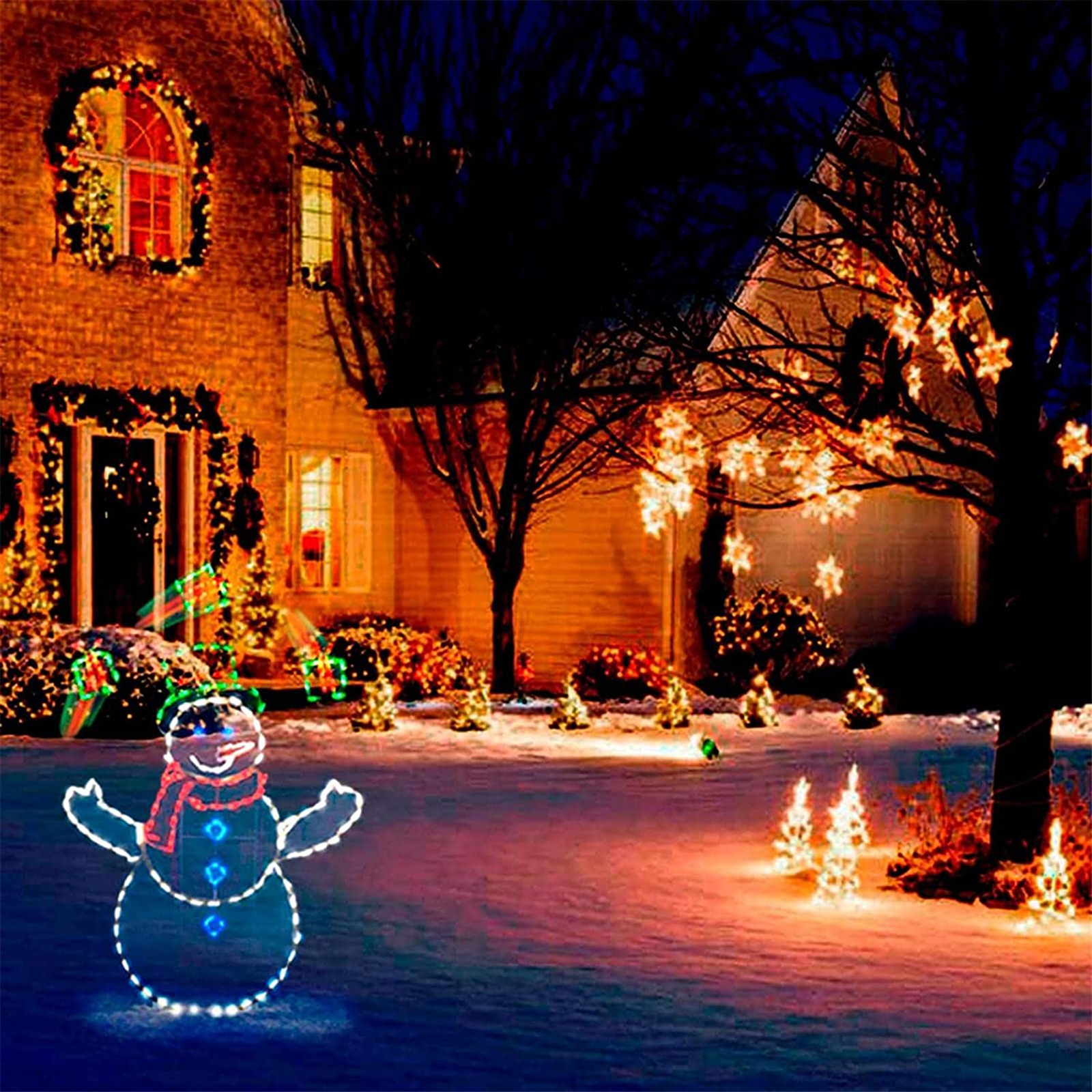 Lustige Schneemann-lichterkette, Robustes Metall, Helles, Dekoratives Und Stilvolles Schneemann-lichterketten-design Für Winter Und Weihnachten