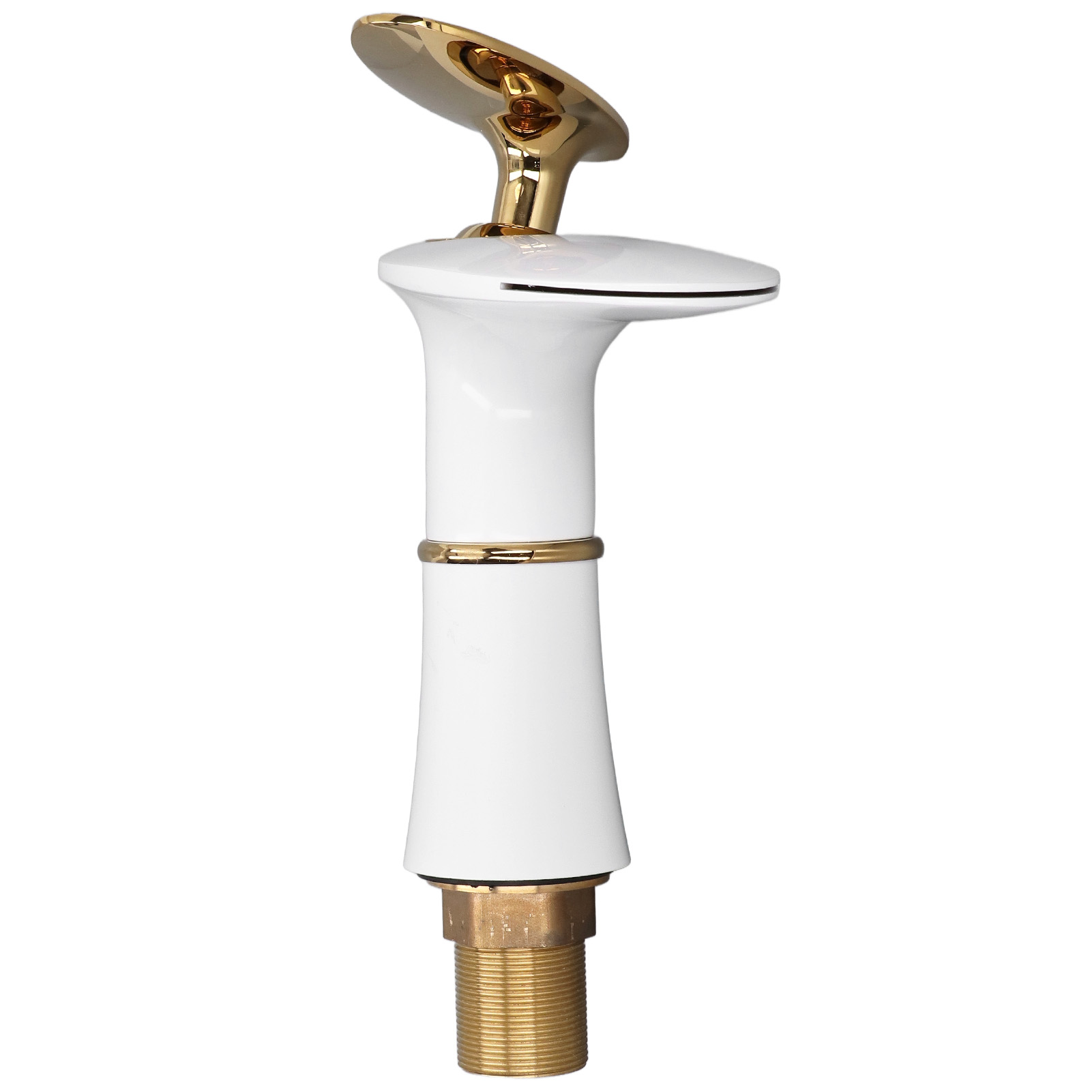 G1/2 Waschbeckenarmatur, Wasserfallarmatur, Einlocharmatur Für Haus Und Büro, Weiß-goldenes, Kurzes Modell Mit Goldenem Griff