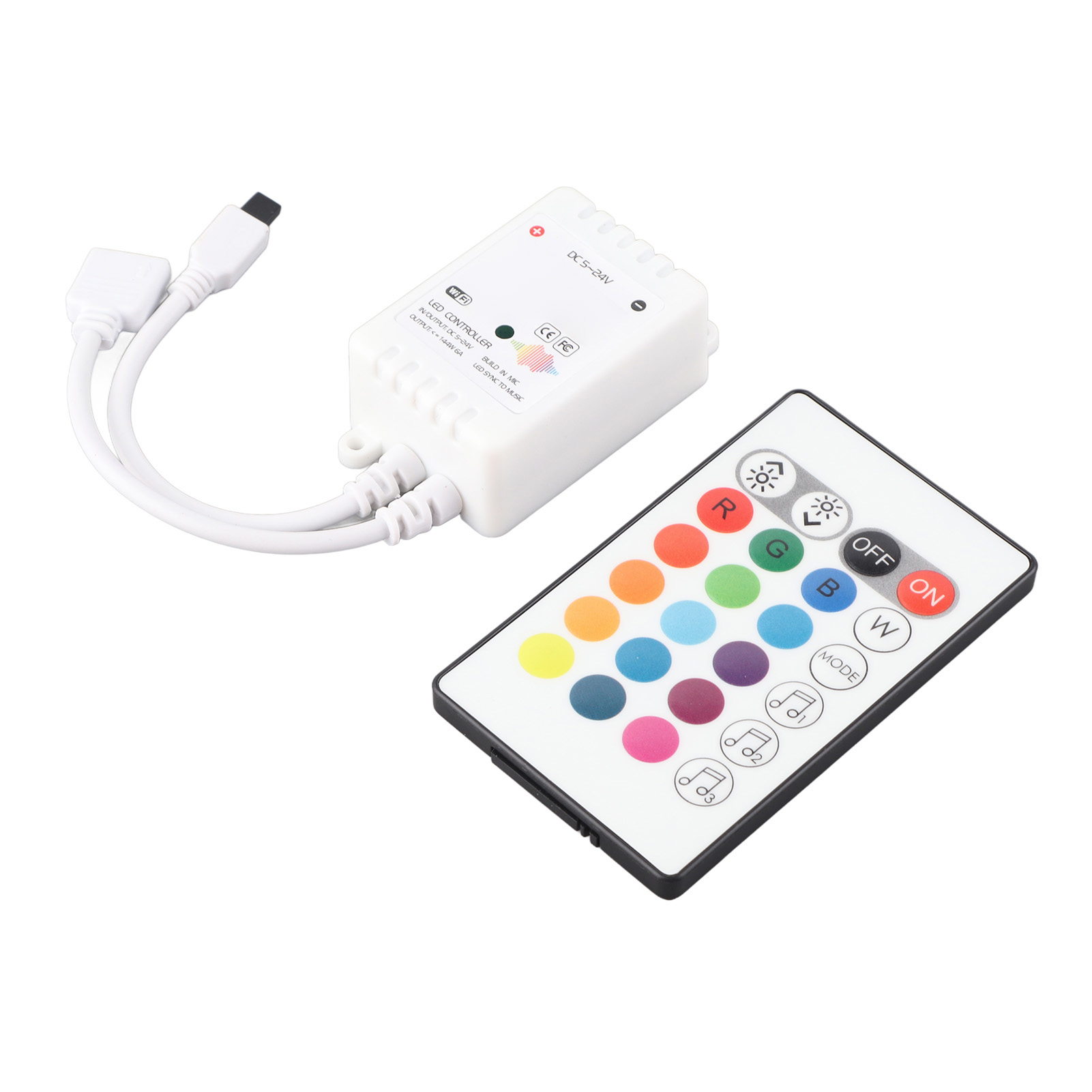 Led-streifen-controller Mit Infrarot, 24 Tasten, Wlan, Bluetooth, Dc 5–24 V, Intelligenter Sprachsteuerung Für Tuya Family Ktv (3-wege-system)