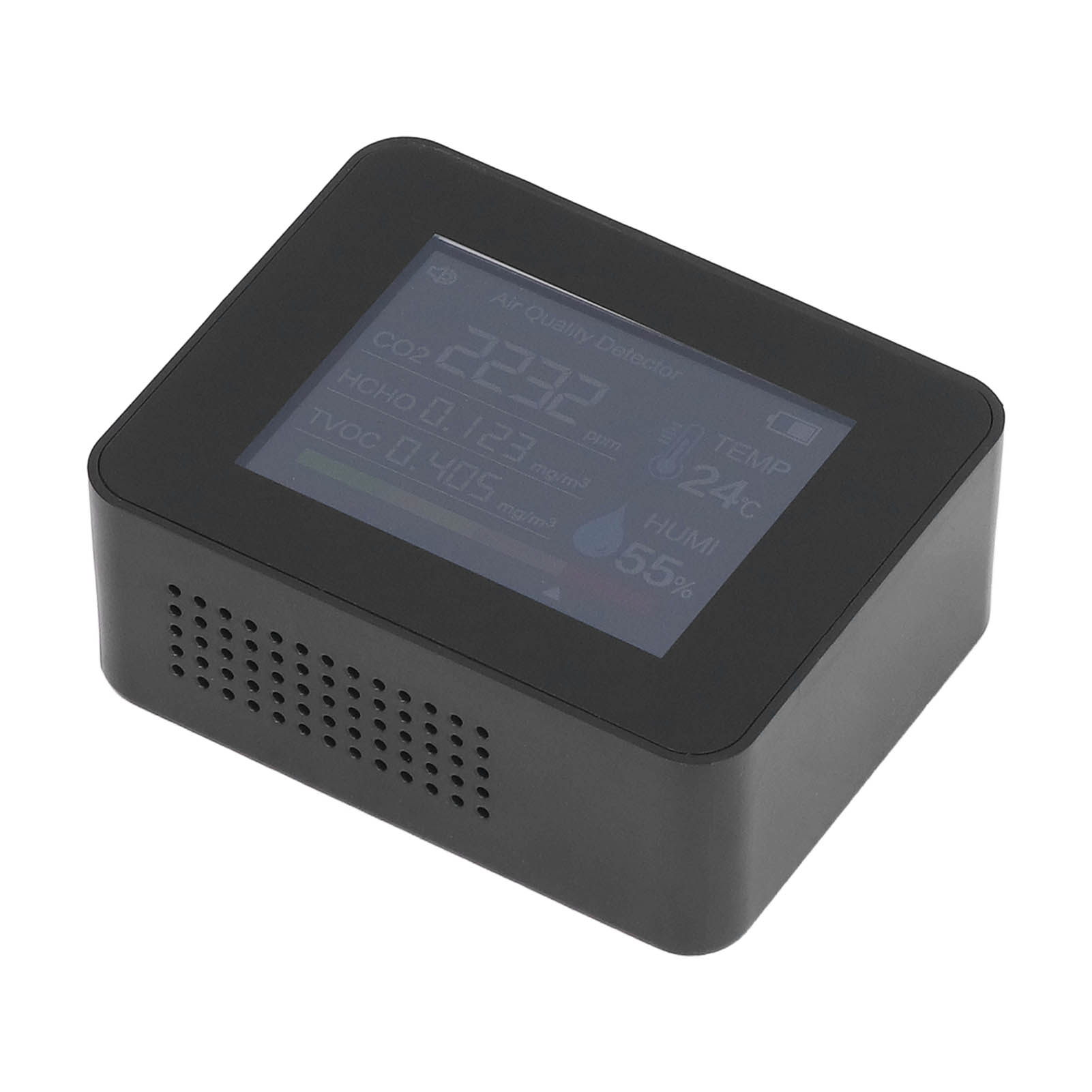 Tragbarer Kohlendioxiddetektor, Usb-wiederaufladbar, Temperatur- Und Feuchtigkeitsmesser Mit Farbbildschirm Für Den Heimgebrauch (schwarz).