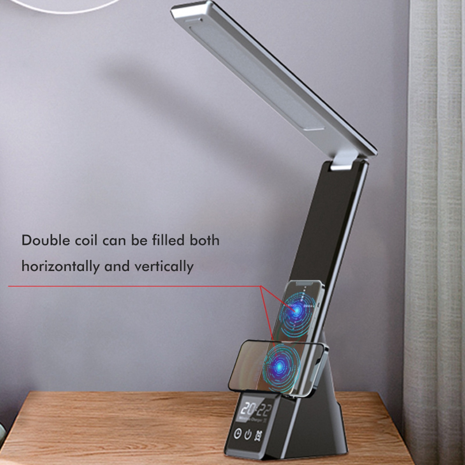 Augenschonende Schreibtischlampe Mit Kabellosem Ladegerät, Touch-dimmfunktion, Led-tischleuchte, Faltbare Leselampe Für Schüler