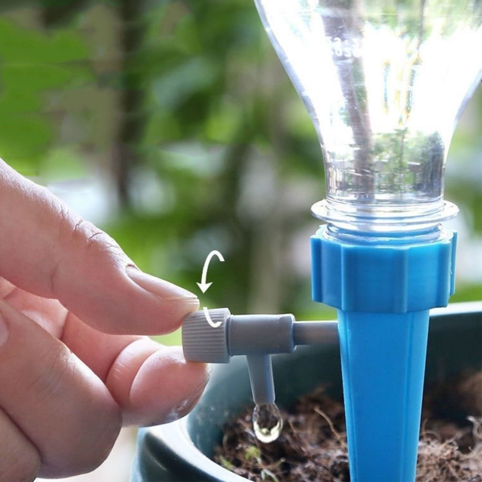 Packung Mit 10 Automatischen Polypropylen-sprinklern Mit Einstellbarem Ventil Für Zimmer- Und Gartenpflanzen (blau).