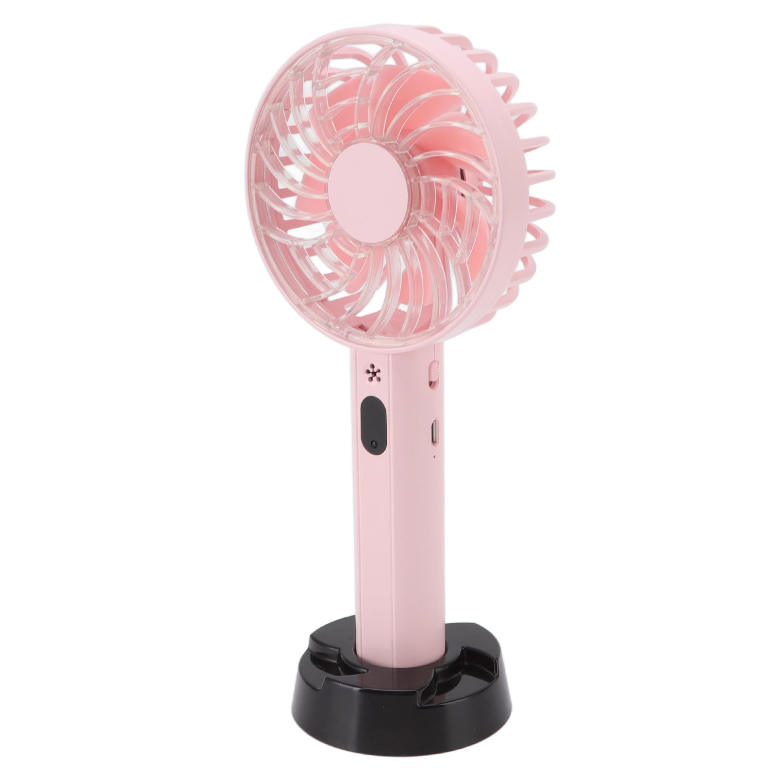 Kleiner Tragbarer Rosa Ventilator, Usb-aufladbar, Mit Integriertem Standfuß, Ideal Für Reisen Und Zuhause.