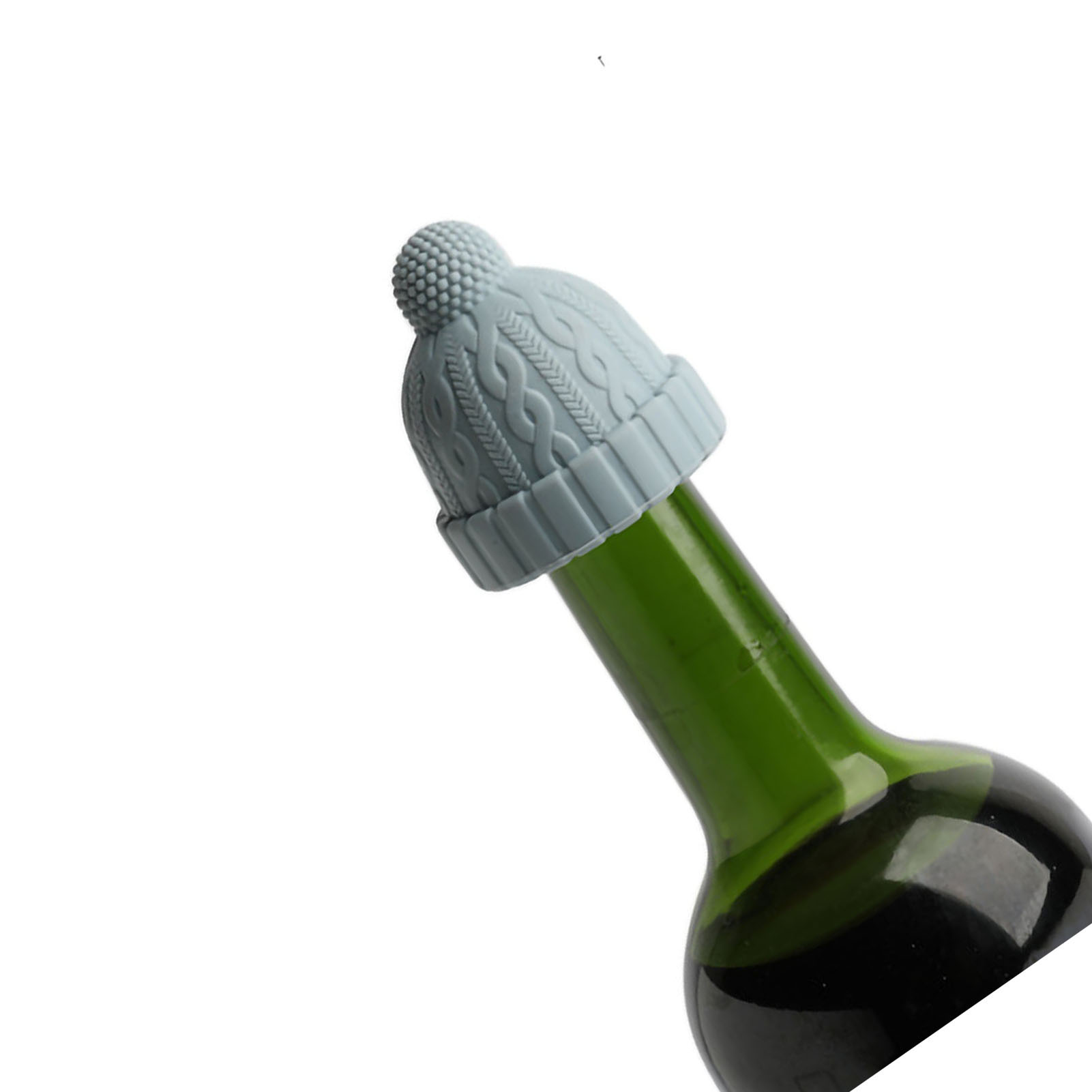 Blauer Silikon-weinflaschenverschluss In Form Einer Strickmütze, Wiederverwendbar Für Bier Und Whisky.