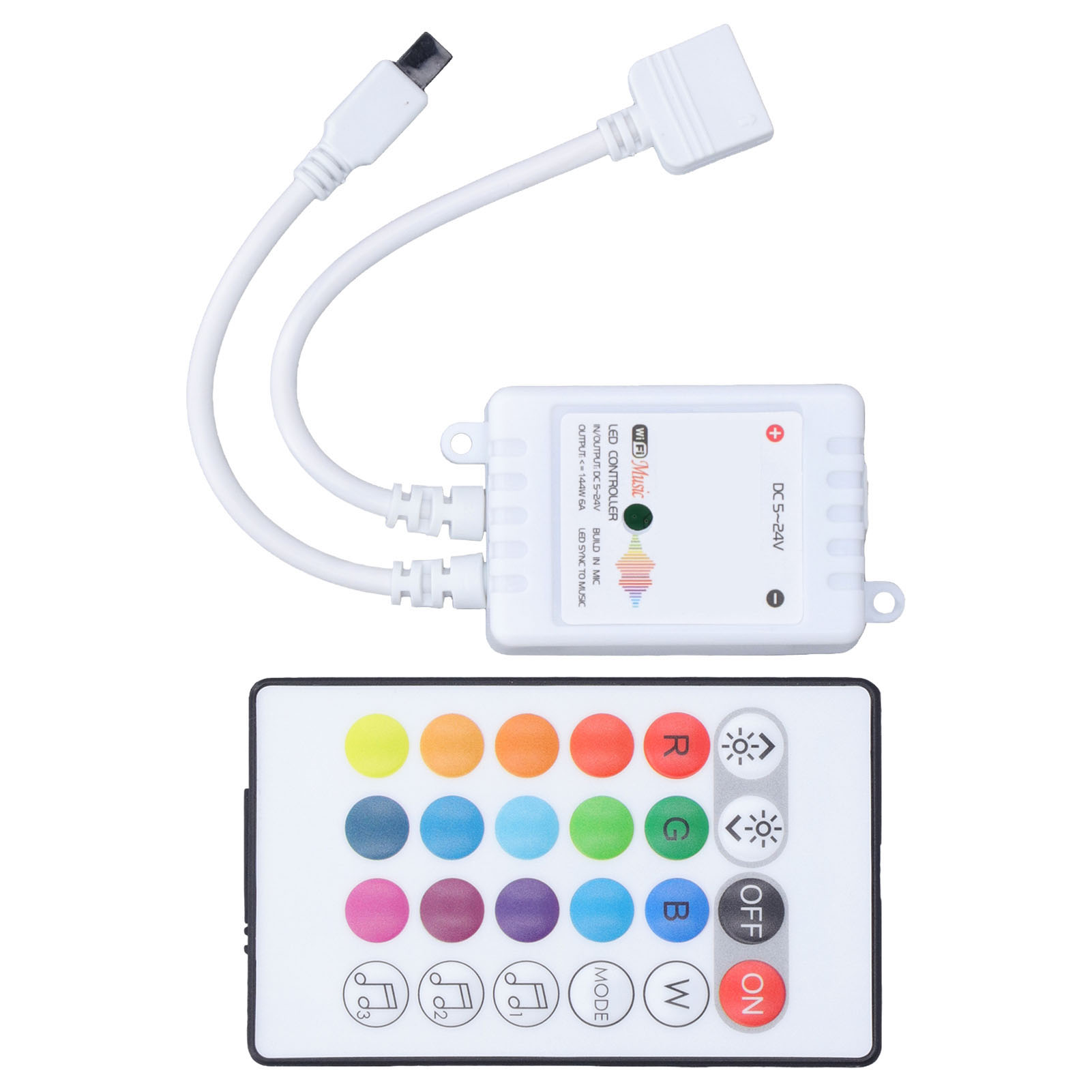 Intelligente Led-fernbedienung Mit 24 Tasten, Rgb-funksteuerung, 16 Farben, 4 Lichtmuster, Dc 5–24 V, Für Tuya 4-wege-system