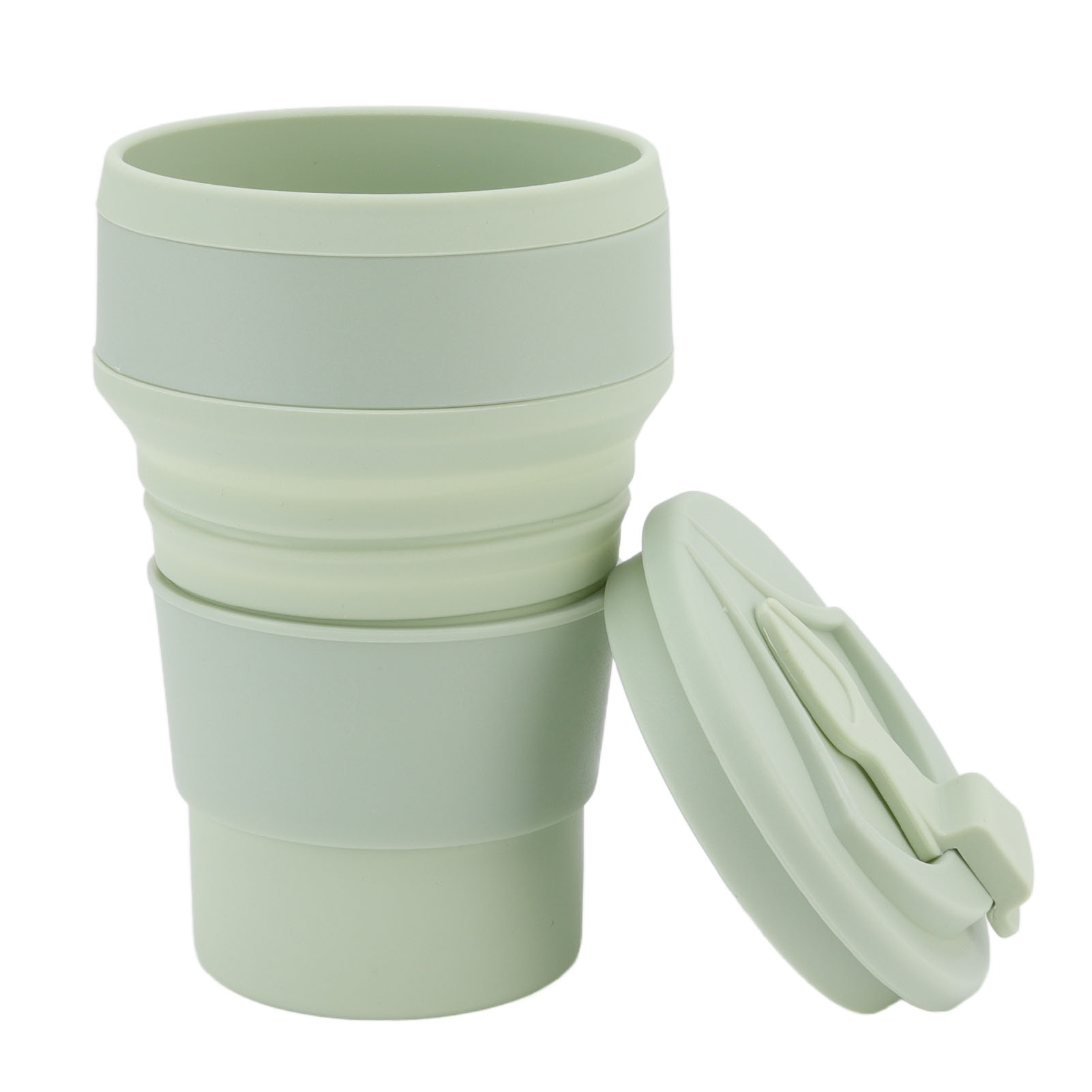 Faltbarer Silikonbecher (500 Ml), Tragbar Und Hitzebeständig, Ideal Für Wasser Oder Tee. Perfekt Für Geschäftsreisen Und Freizeitaktivitäten Im Freien. Hellgrün.