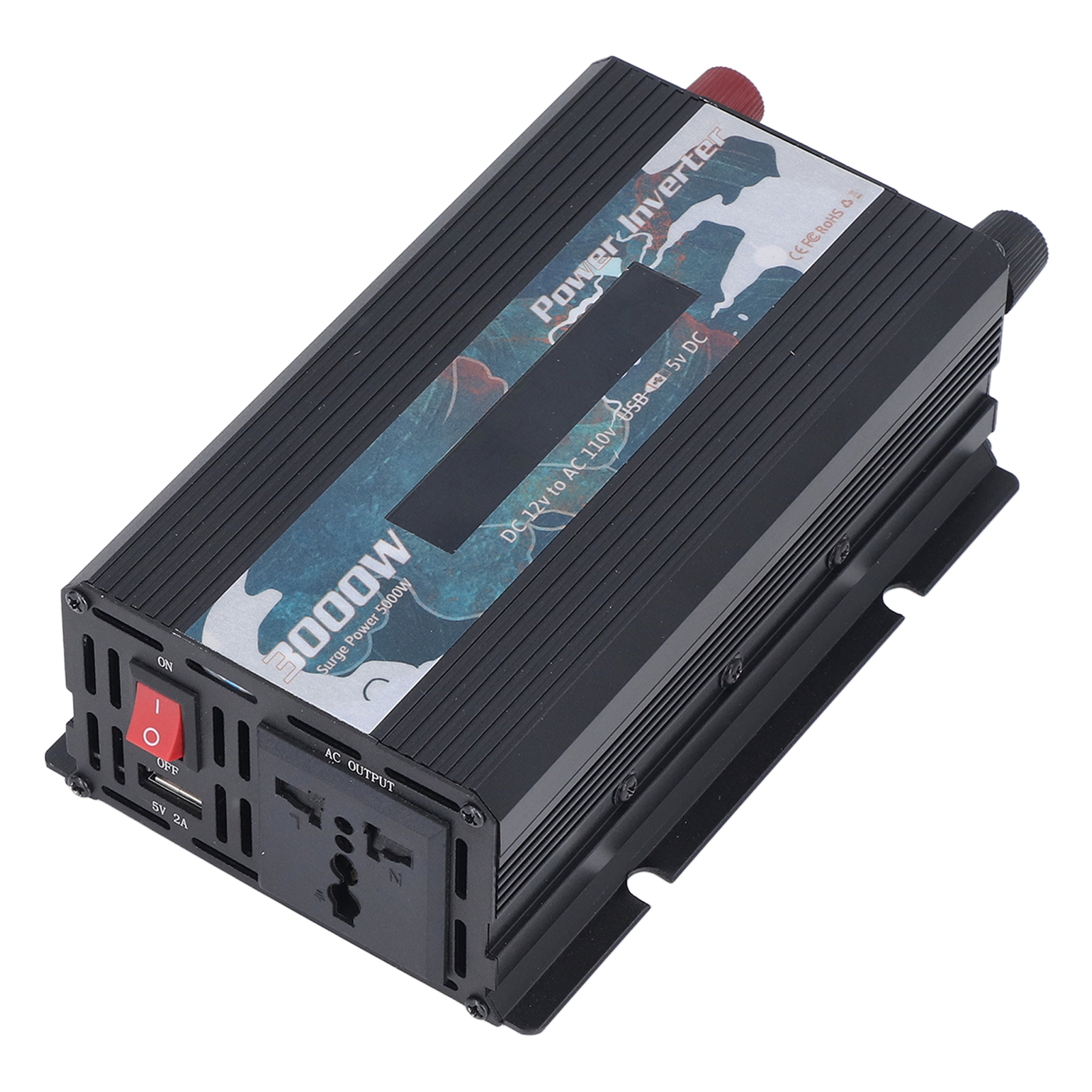 Reiner Sinus-wechselrichter 12 V Dc Auf 110 V Ac, Multifunktionaler Strom- Und Batteriewandler Für Elektrogeräte, Schwarz
