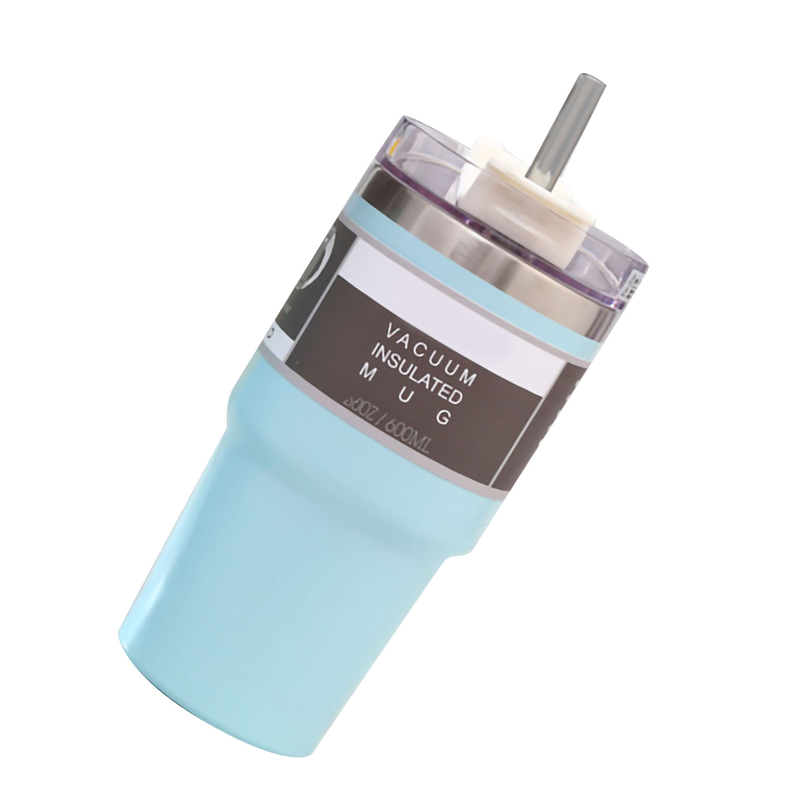 Isolierter Autobecher Mit Deckel Und Strohhalm, Hält Getränke Kalt, Edelstahl, Blau, 600 Ml, Ideal Für Zuhause Und Unterwegs.