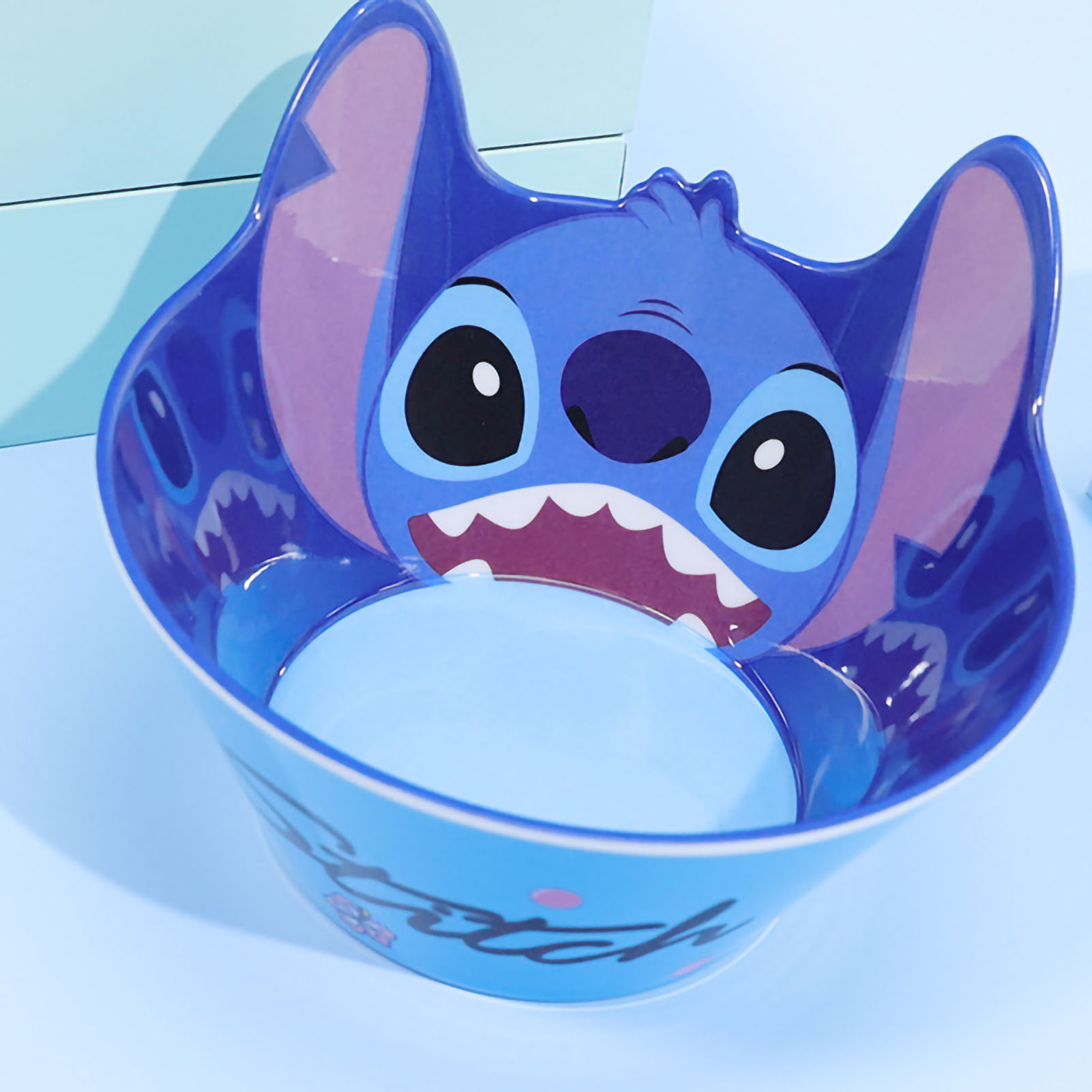 Suppenschüssel Mit 3d-cartoonmuster Für Kinder, Große Melaminschüssel Für Porridge, Ideal Für Zuhause, Kinderzimmer Und Kindergarten. Blaues Muster.