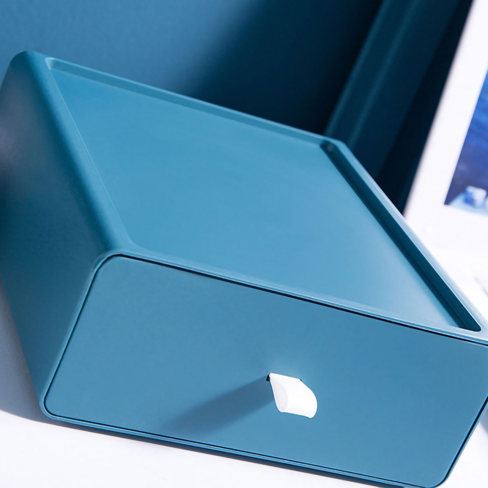 Robuste, Stapelbare Aufbewahrungsbox Im Schubladenstil Für Büromaterialien (blau).