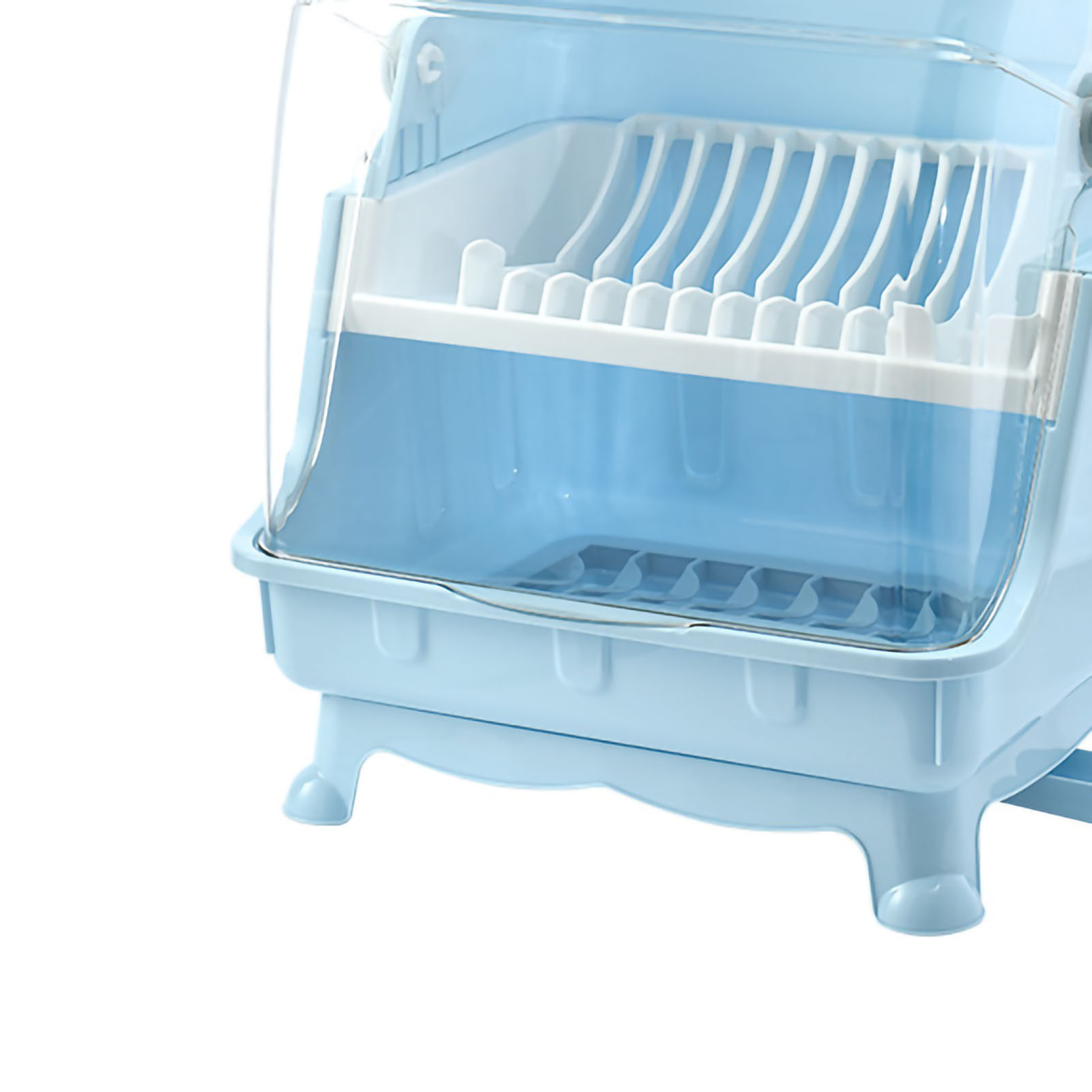 Besteckabtropfgestell Mit Deckel, Multifunktionale Aufbewahrungsbox Für Küchenutensilien, Blau