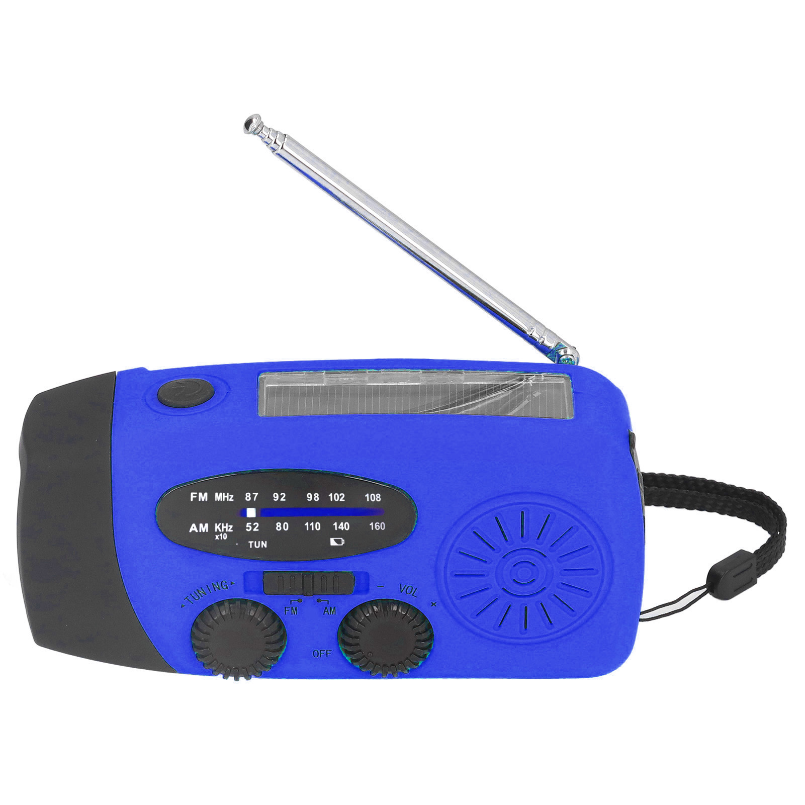 Handkurbel-solarradio, Multifunktionales Notfallradio Mit Led-beleuchtung Und Taschenlampe Für Camping, Blau, Europa