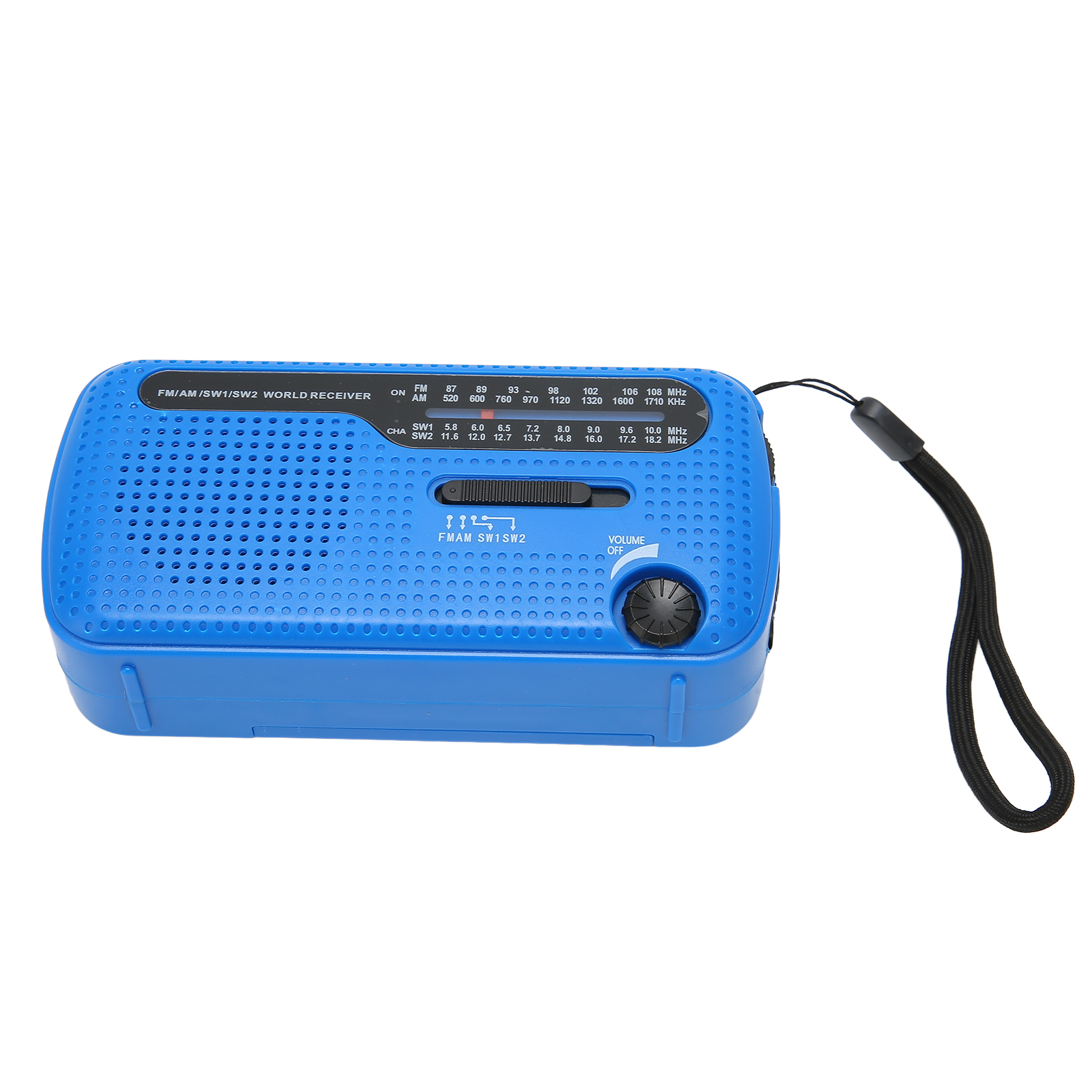 Handkurbel-solarradio Am/fm Sw1/sw2 Mit Led-taschenlampe, Multiband-campingradio Für Notfälle Im Freien (blau)