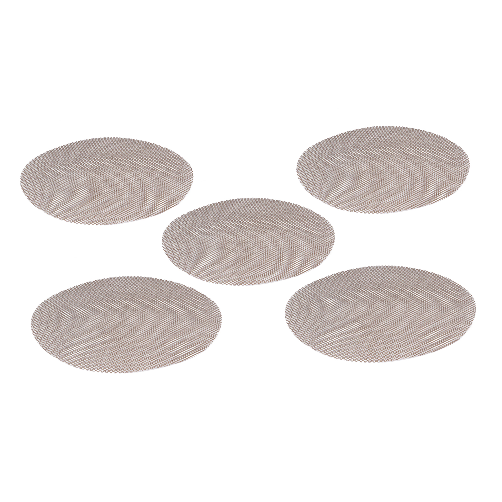 Set Mit 5 Runden, Hitzebeständigen, Wiederverwendbaren Und Antihaftbeschichteten Grillmatten, 36 Cm Durchmesser, Braun. Ideal Für Pizzagrill.