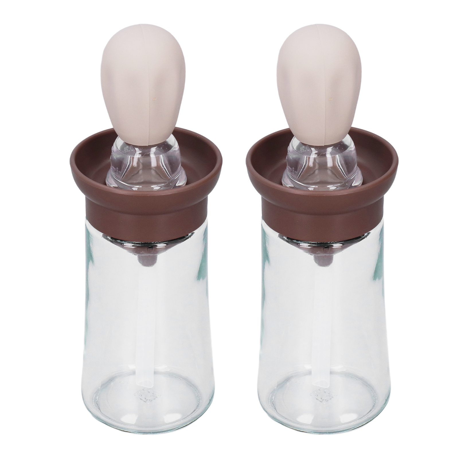 2er-pack Ölbehälter Mit Silikonpinsel, Ölspenderflasche Für Küche, Grillen, Backen, Kochen, Braun