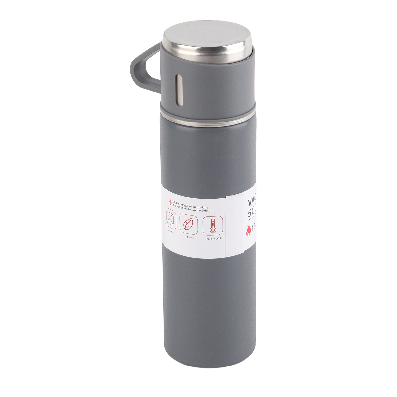 500 Ml Vakuumisolierter Becher, Edelstahl-thermosflasche, Tragbarer Vakuumbecher Für Outdoor-aktivitäten, Grau
