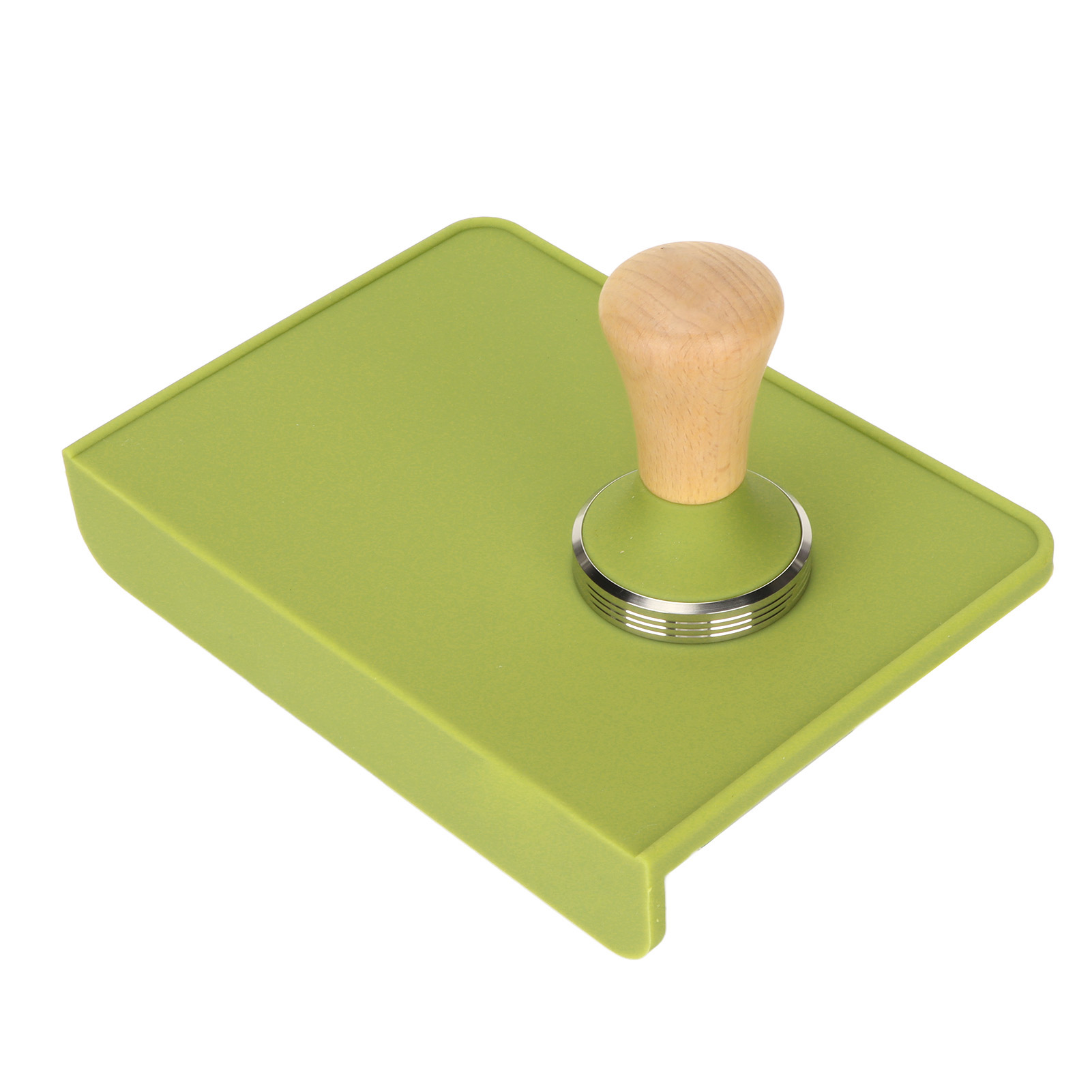 Kaffeetamper-set Aus Holz Und Silikon Mit Edelstahlfuß, Ideal Für Barista-anfänger. Grüner Kaffeetamper, 58 Mm.