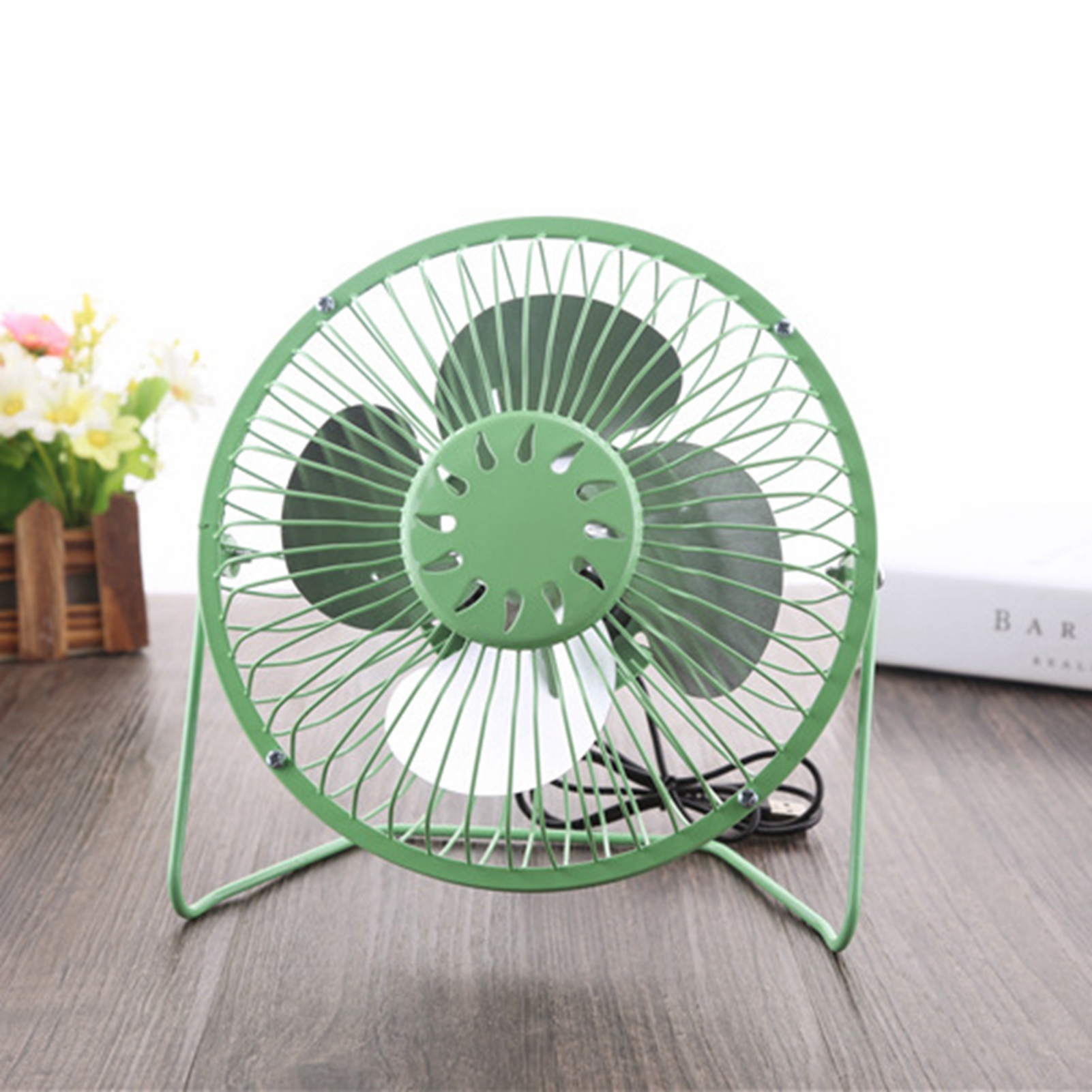 4-zoll-mini-tischventilator, Usb-aufladbar, Metall, Kleiner Persönlicher Ventilator, Grün