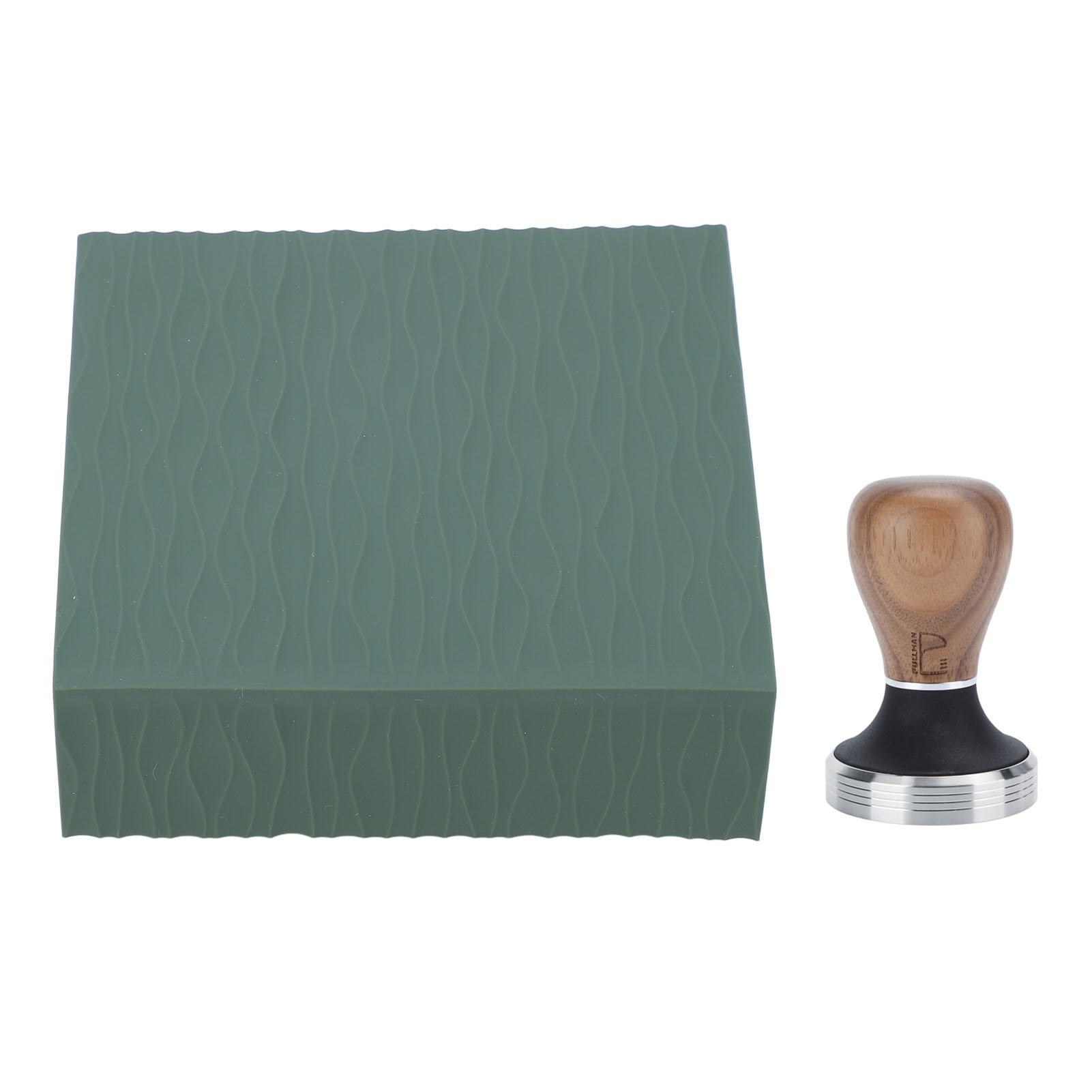 Silikon-kaffeetampermatte, Edelstahltamper Und 58-mm-holztamper Für Die Küche (grün).