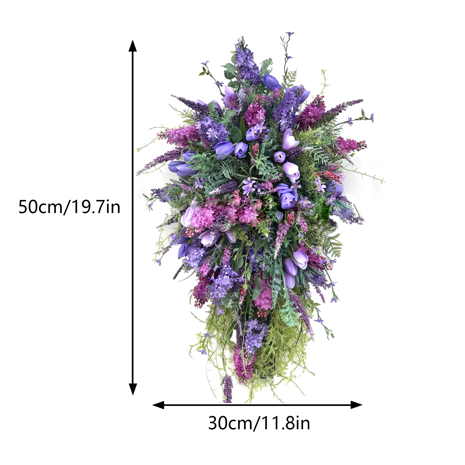 Künstlicher Blumenkranz Mit Flieder, Hyazinthen Und Hortensien, Frühlings- Und Sommerkranz Aus Grünpflanzen, Klein