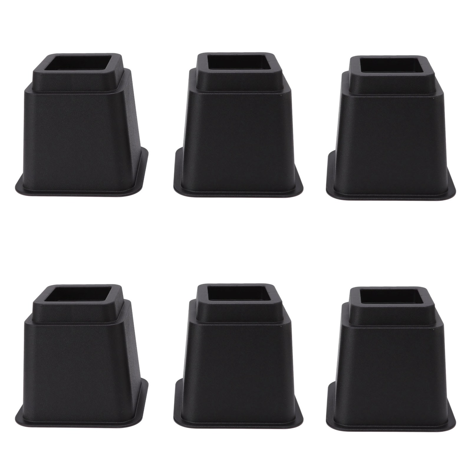 Set Aus 6 Bettfüßen, 12,7 Cm Hoch, Quadratisch-trapezförmig, Ergonomisch, Aus Schwarzem Kunststoff, Für Wohn- Oder Büromöbel.